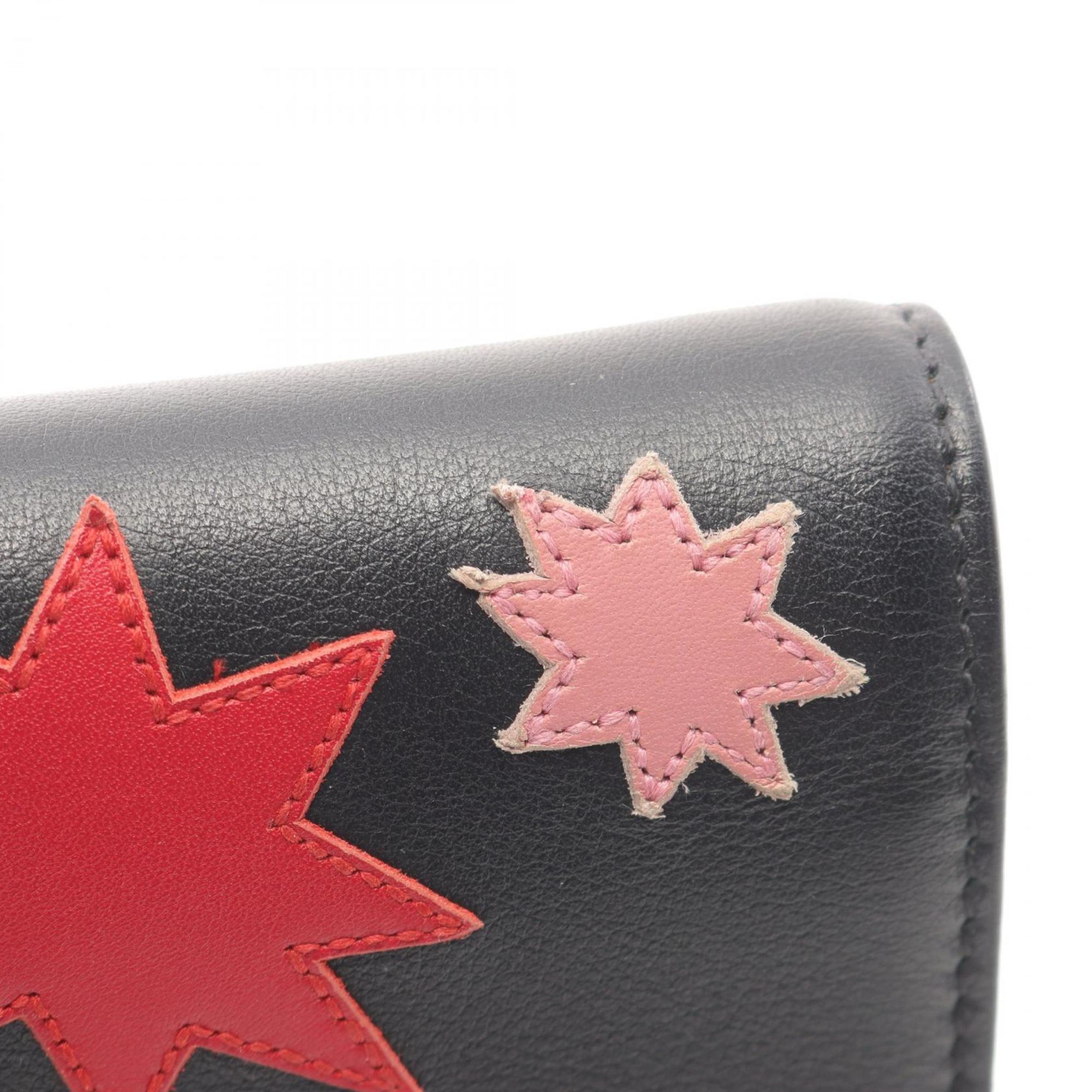 Saint Laurent Black Pink Red Color Leather Clutch Bag (Pre-Owned)