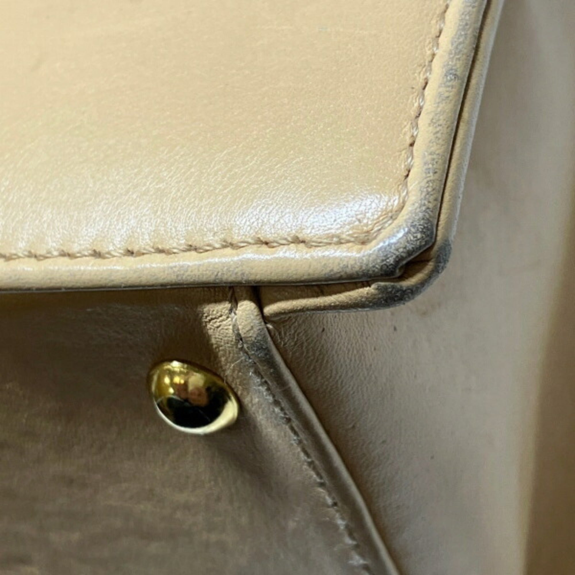 Chanel Cream Leather Shoulder Bag Tote Bag (Pre-Owned)