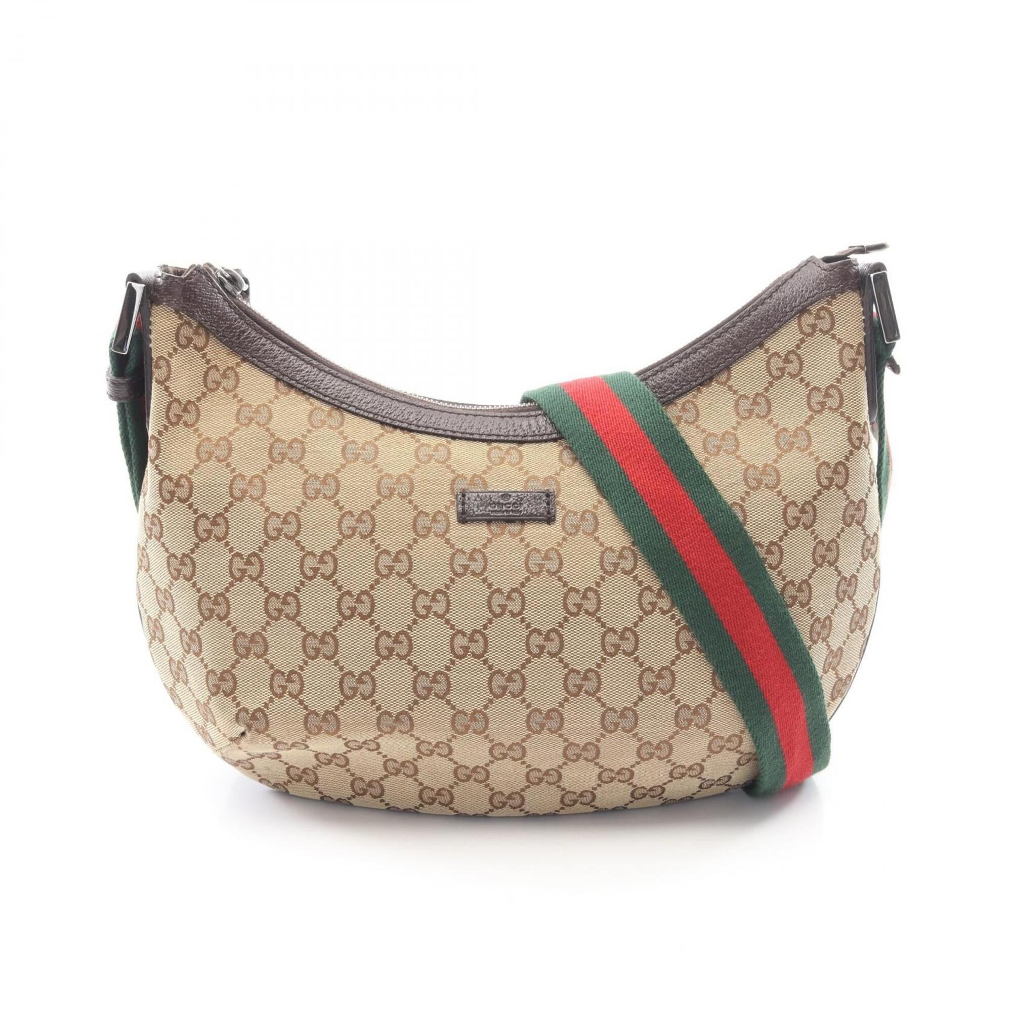 Gucci Beige Brown Gg Canvas Leather Handbag Shoulder Bag (Pre-Owned)