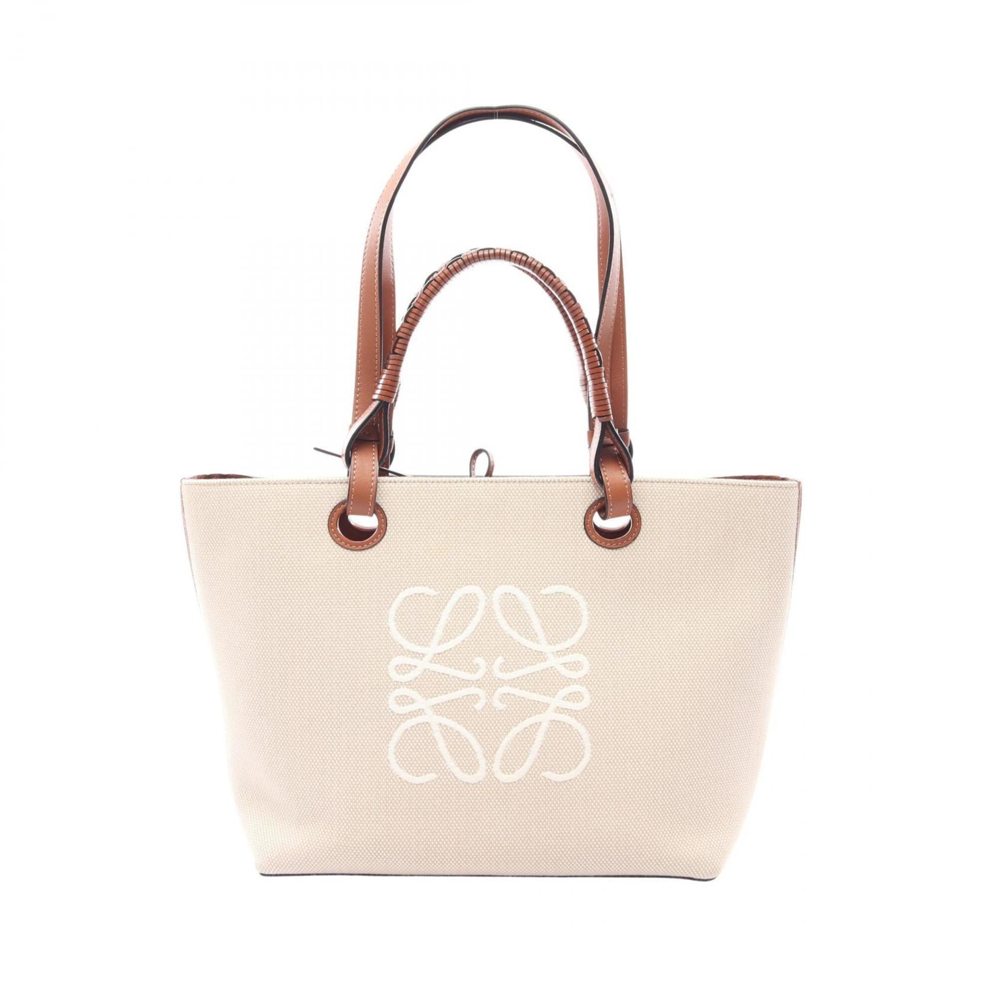 Loewe Beige Brown Canvas Leather Handbag Tote Bag (Pre-Owned)