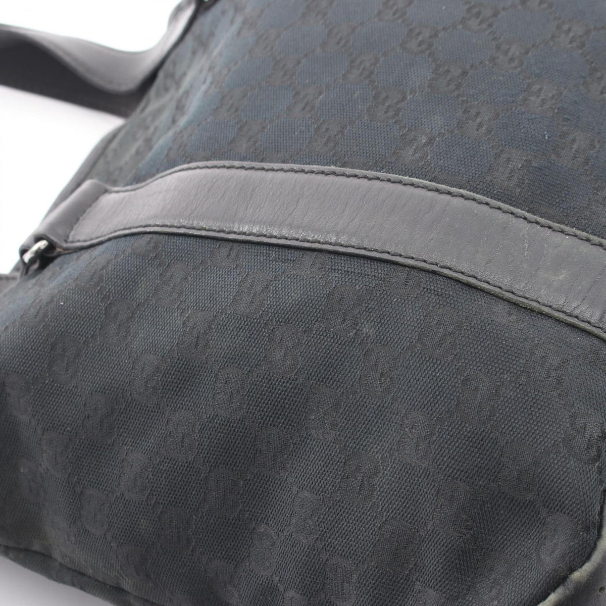 Gucci Black Canvas Leather Handbag Tote Bag (Pre-Owned)