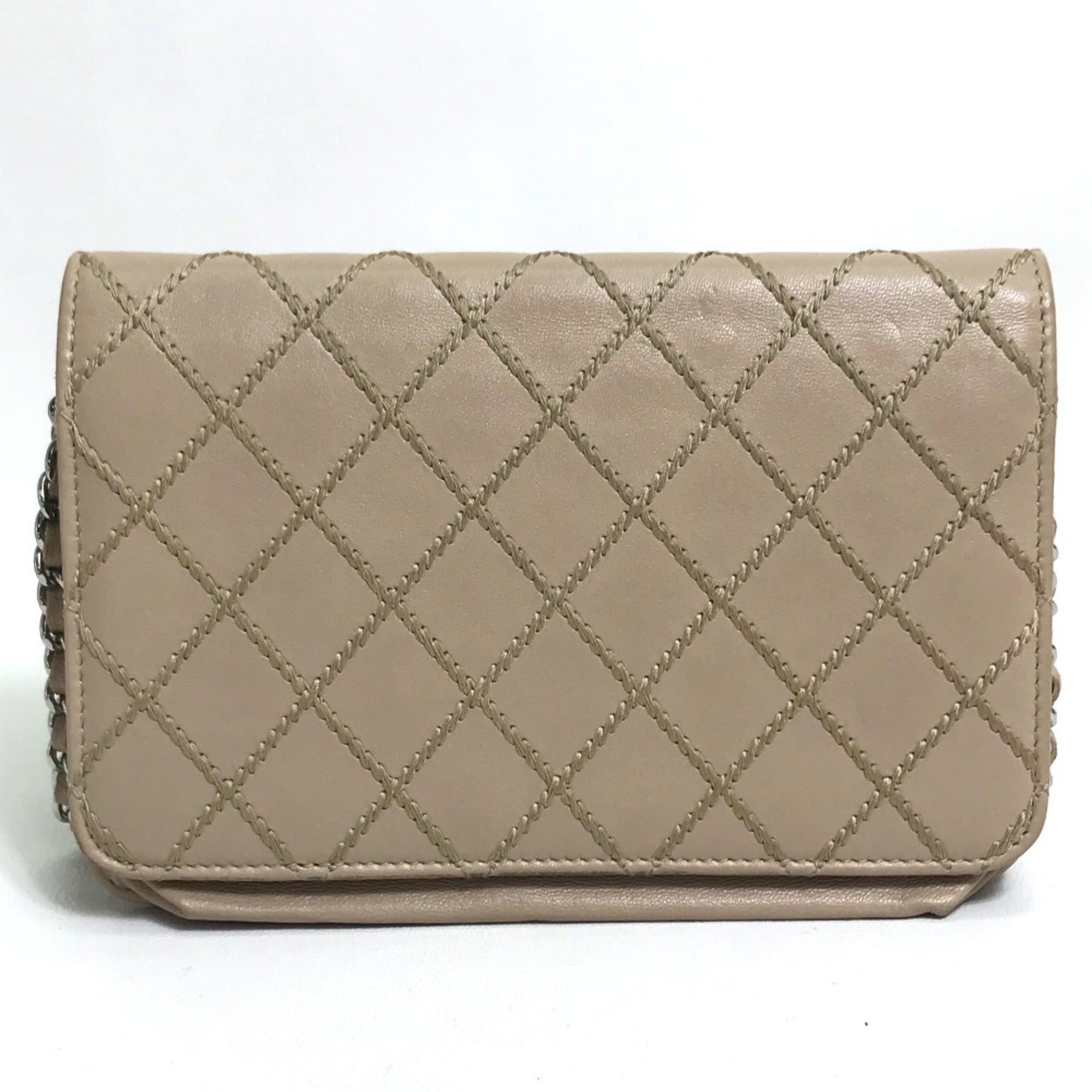 Chanel Beige Leather Chain/Shoulder Wallet (Pre-Owned)