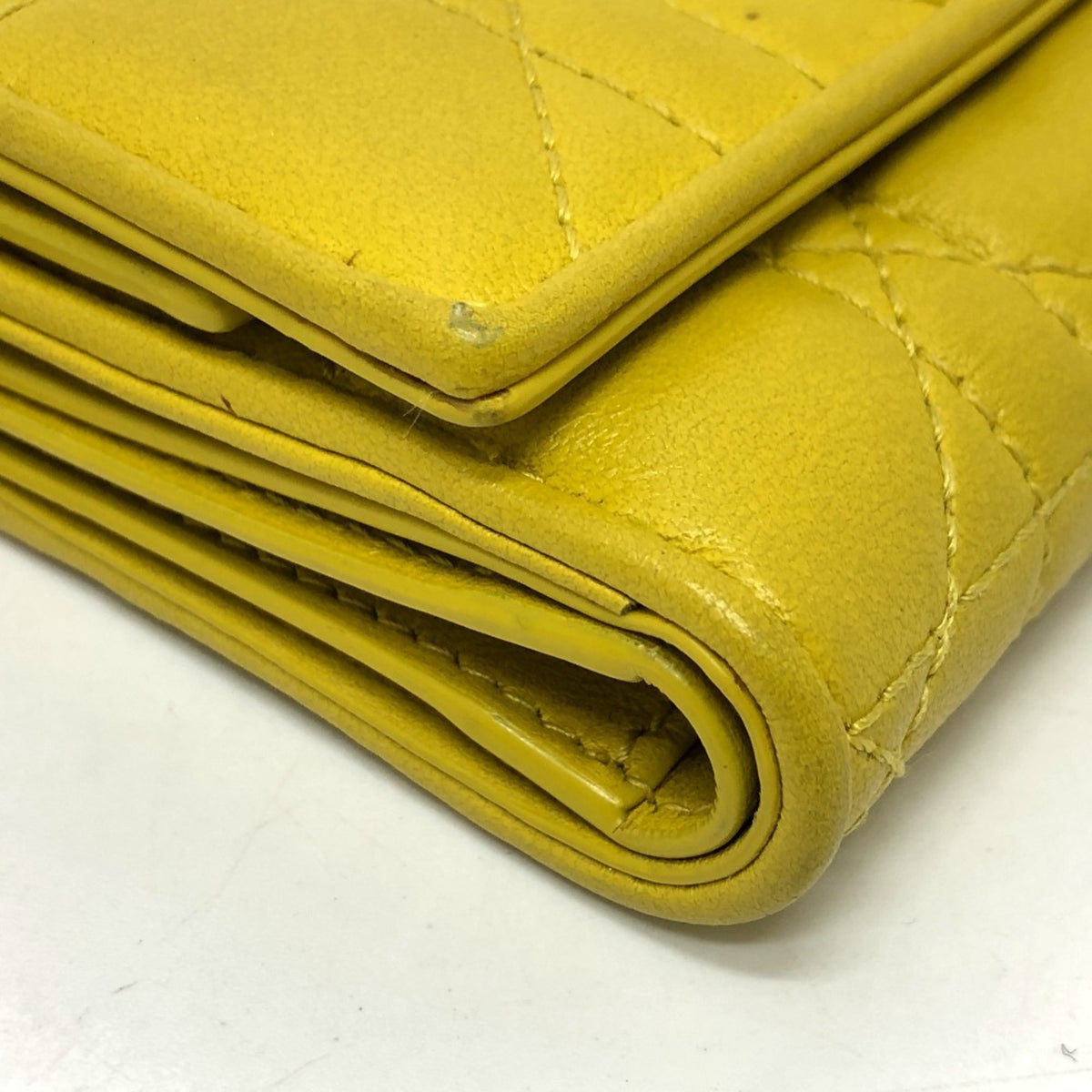 Christian Dior Lady Dior Yellow Leather Wallet (Tri-Fold) (Pre-Owned)