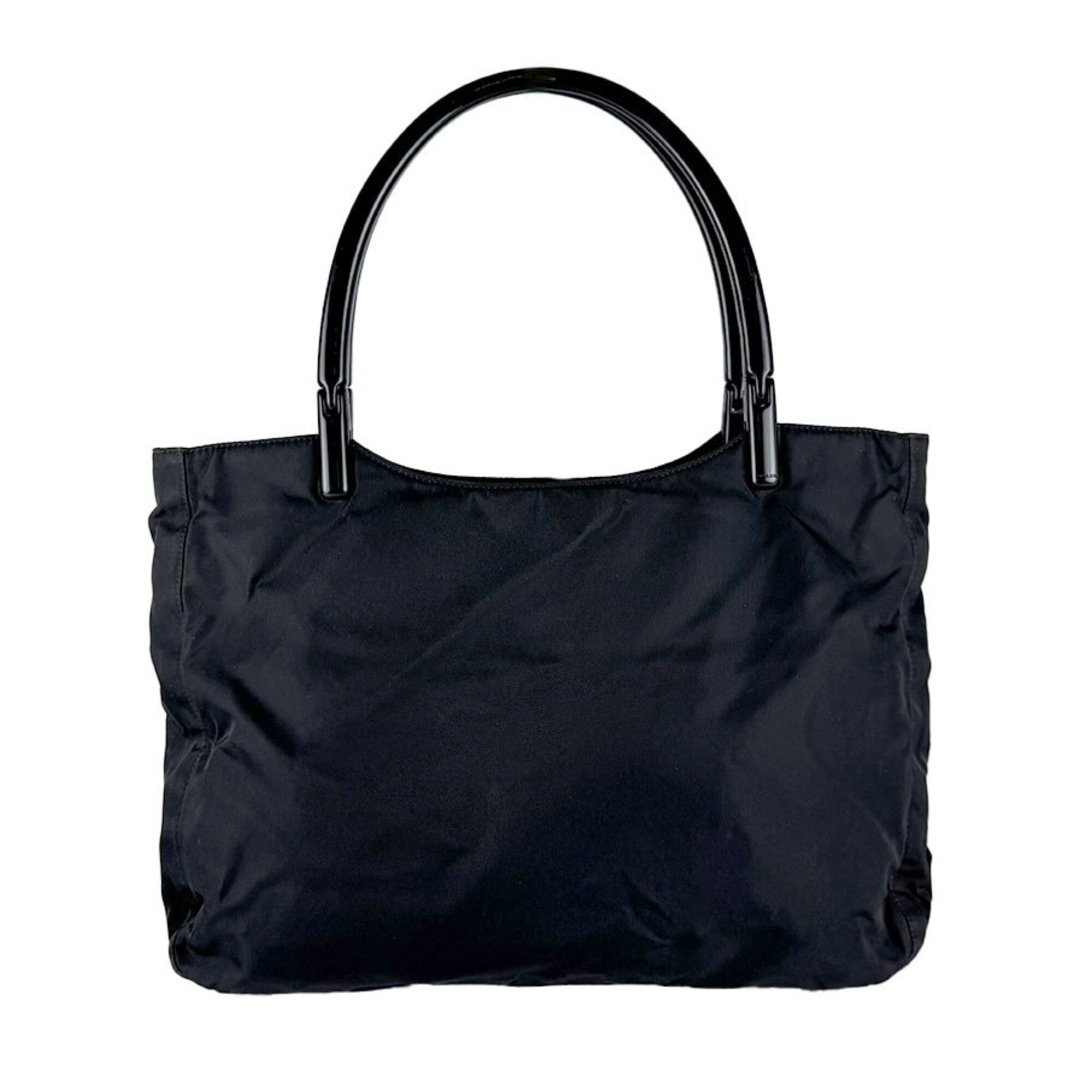 Prada Black Nylon Plastic Shoulder Bag Tote Bag (Pre-Owned)