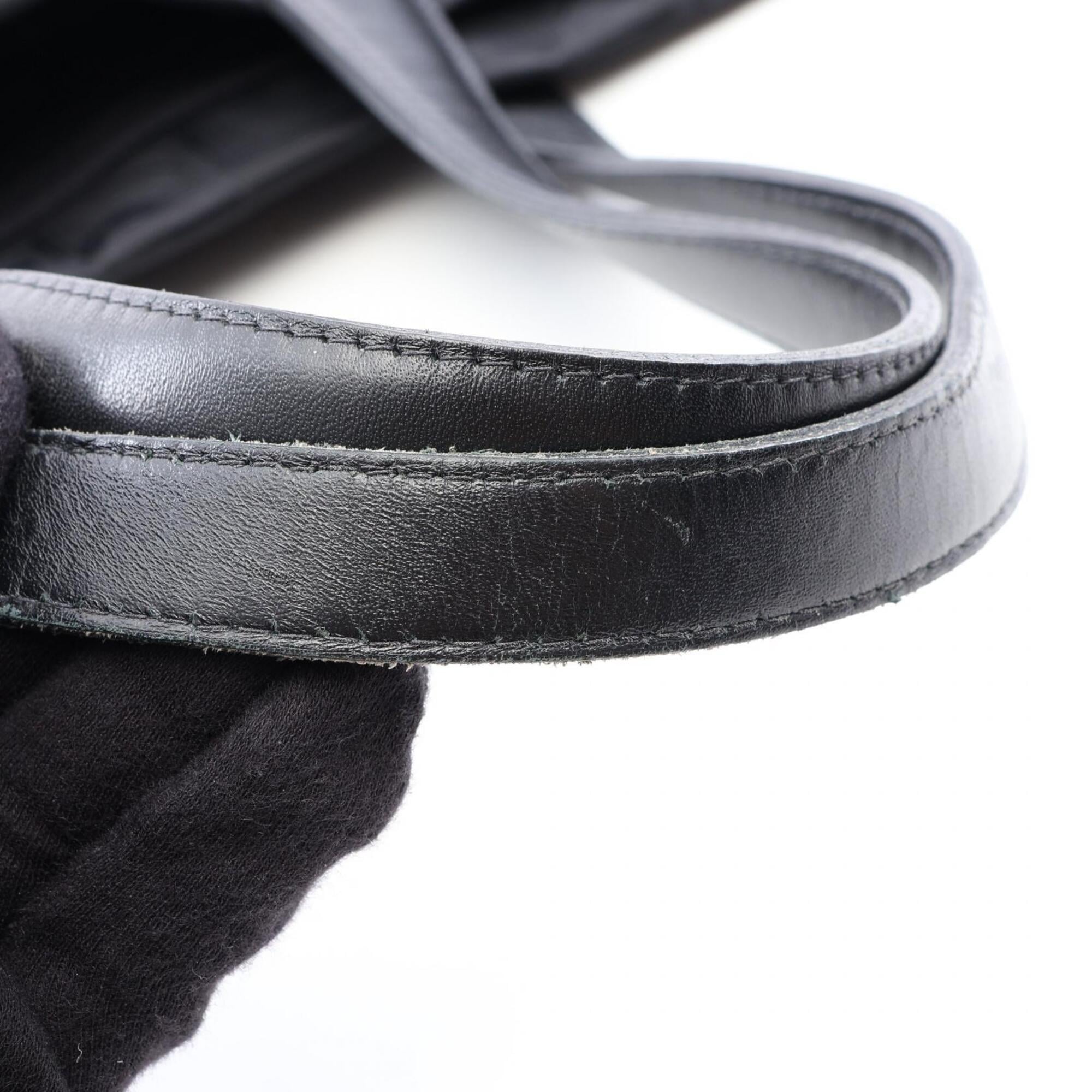 Chanel Black Leather Nylon Canvas Handbag Tote Bag (Pre-Owned)