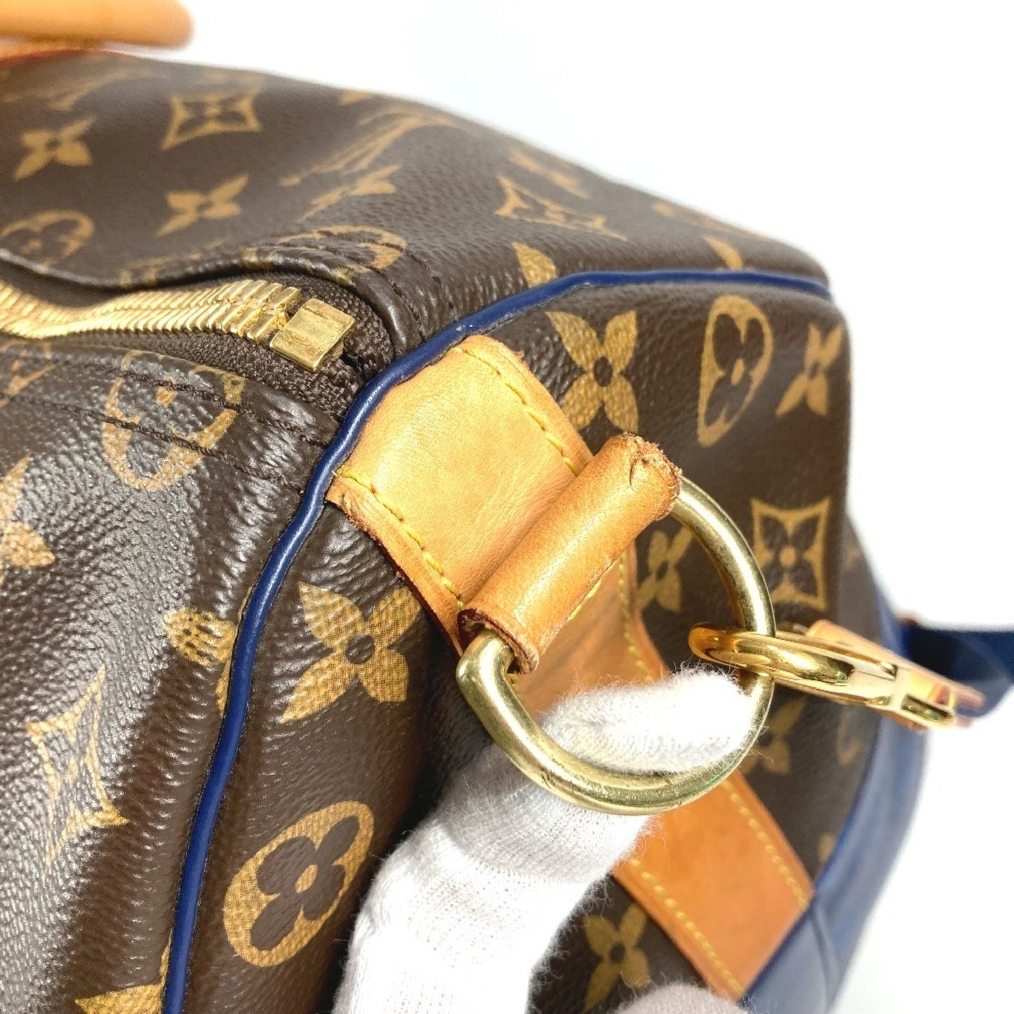 Louis Vuitton Blue Brown Monogram Boston Bag Shoulder Bag (Pre-Owned)