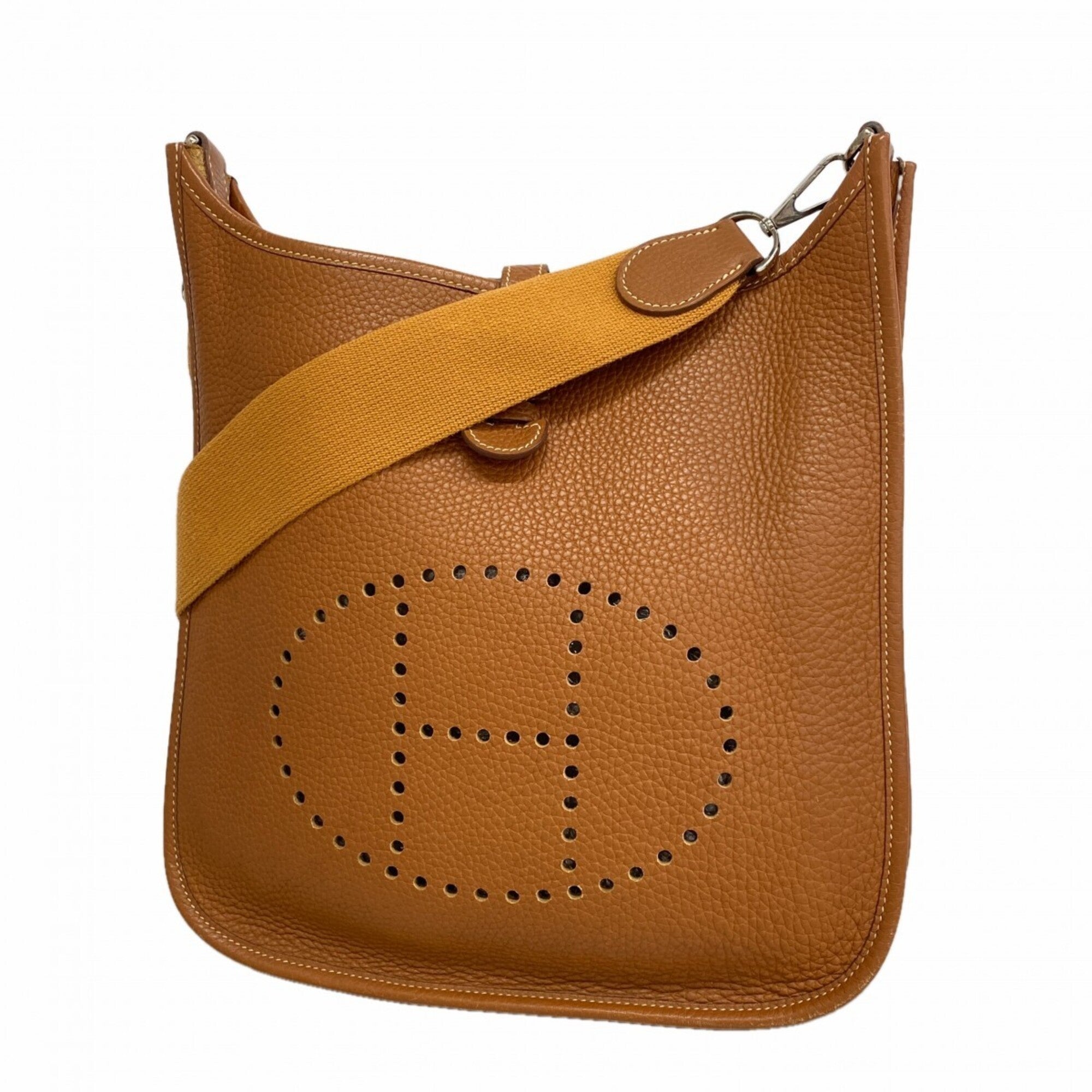 Hermes Gold Taurillon Clemence Leather Shoulder Bag (Pre-Owned)