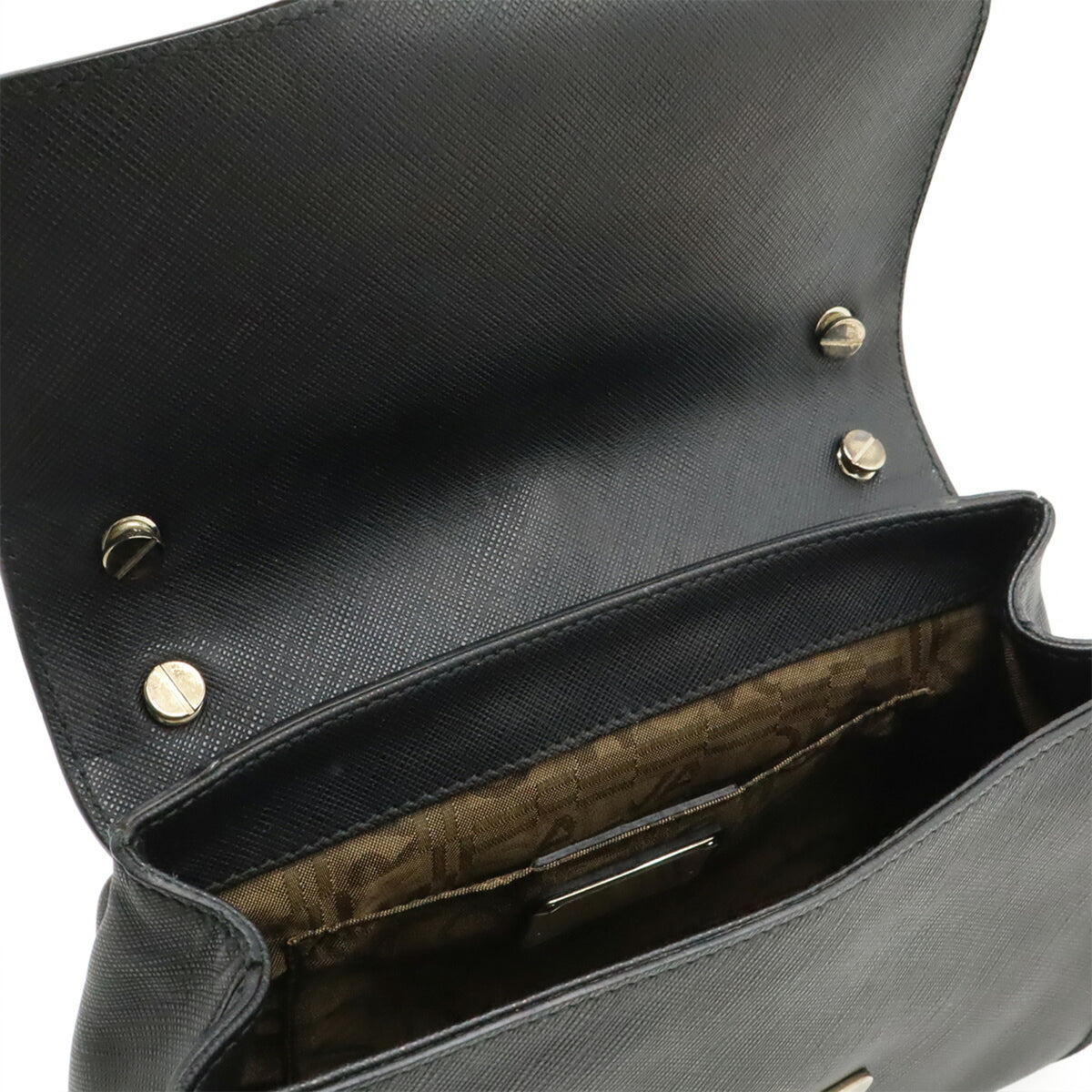 Salvatore Ferragamo Gancini Black Leather Handbag (Pre-Owned)