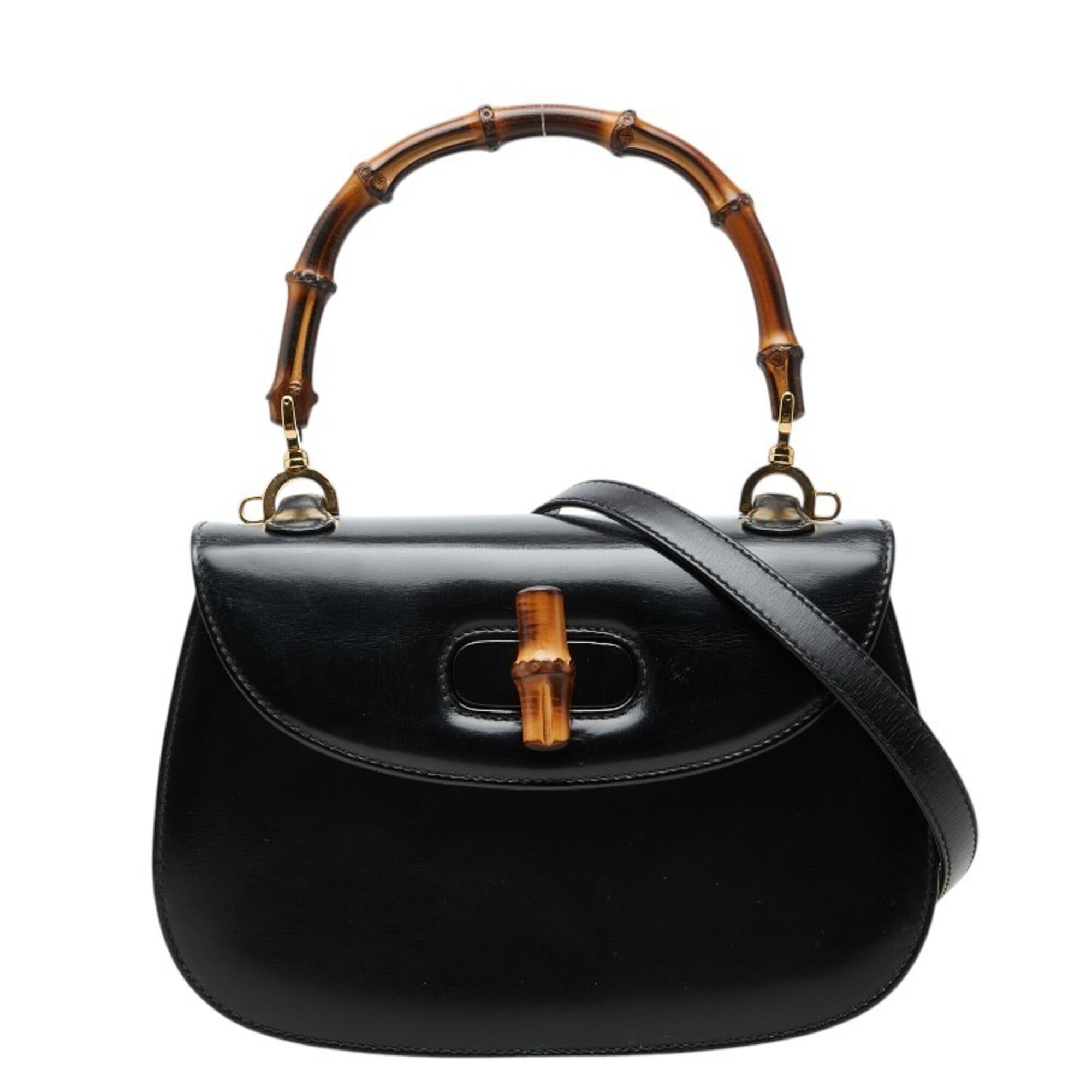 Gucci Black Leather Handbag Shoulder Bag (Pre-Owned)