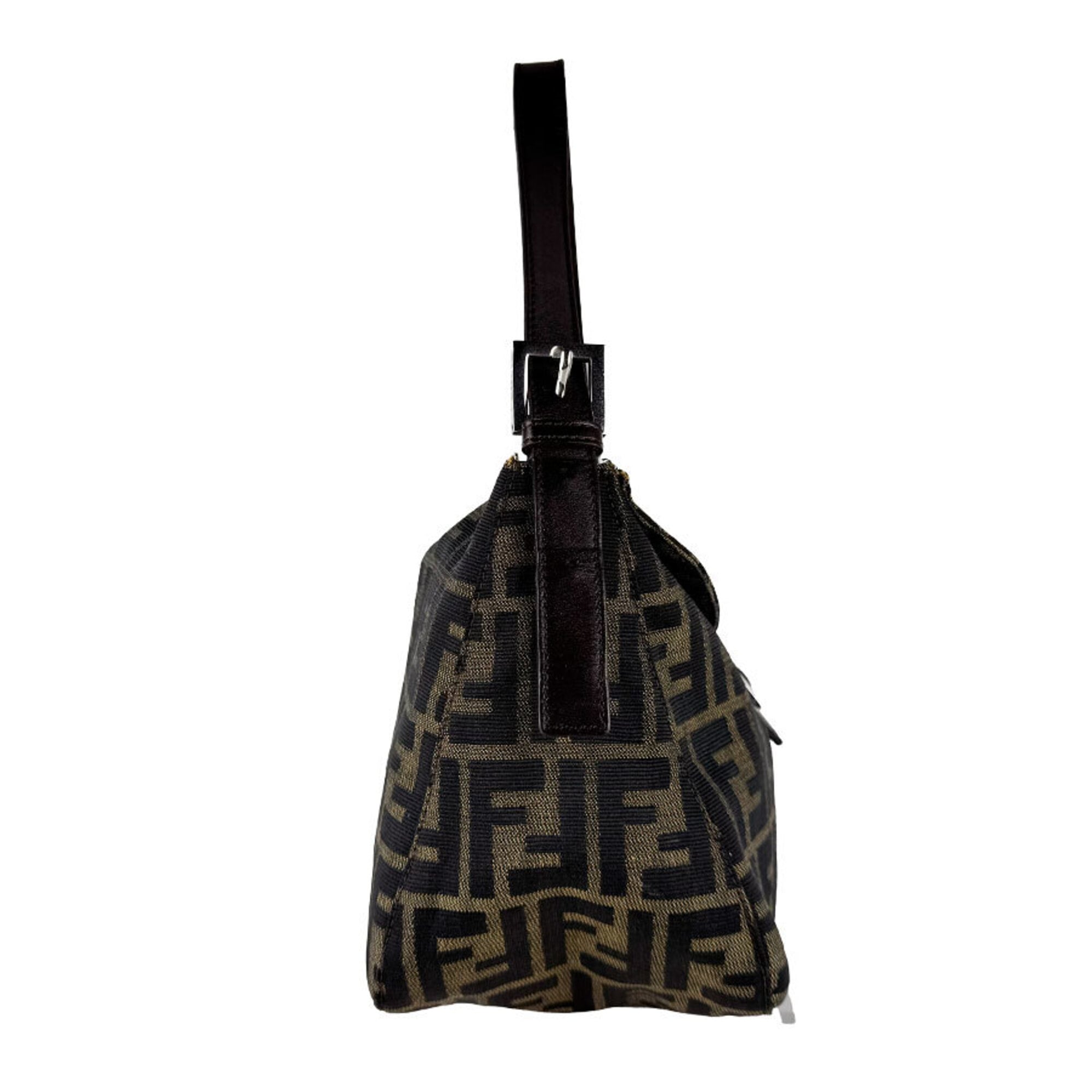 Fendi Brown Nylon Canvas Leather Handbag (Pre-Owned)