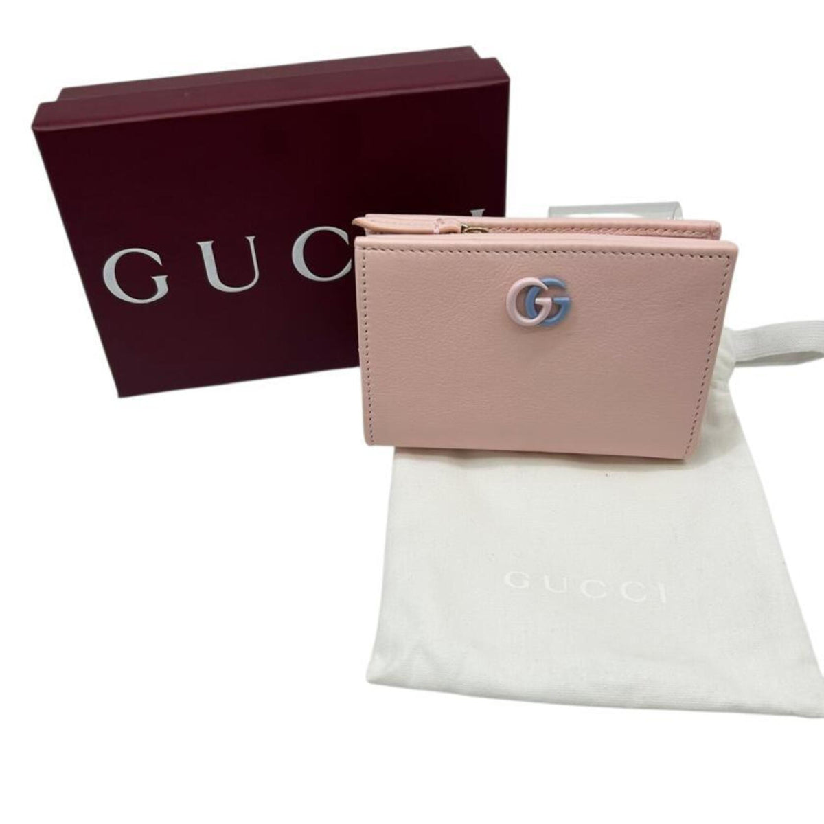 Gucci Blue Pink Leather Wallet (Bi-Fold) (Pre-Owned)