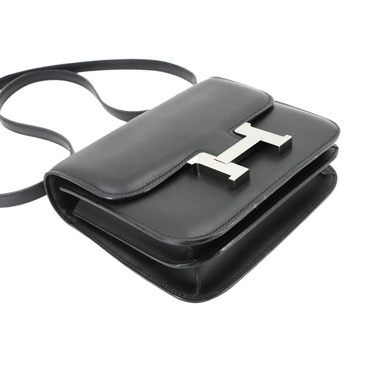 Hermes Constance Black Box Calf Leather Handbag Shoulder Bag (Pre-Owned)