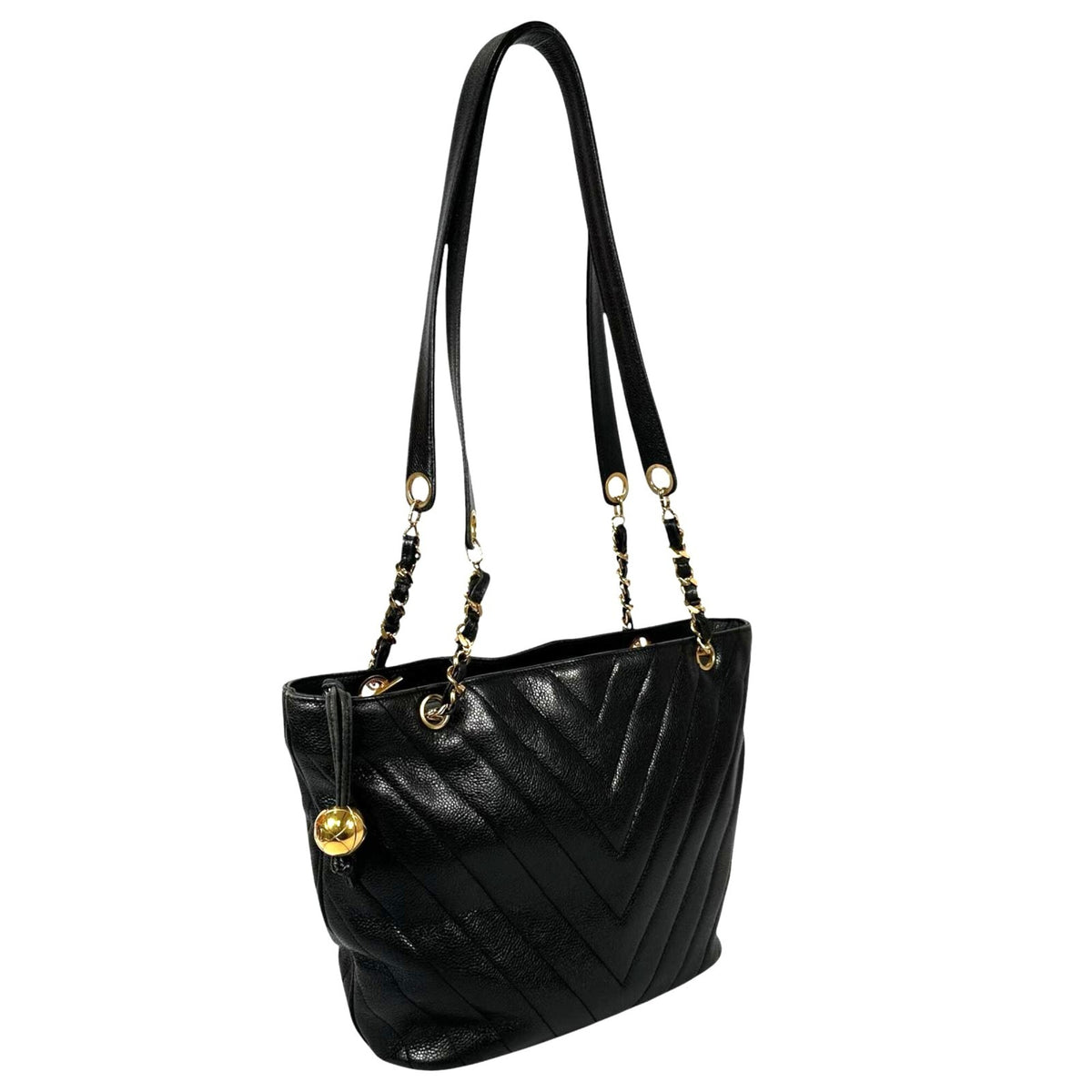 Chanel Black Grained Calfskin Shoulder Bag Tote Bag (Pre-Owned)
