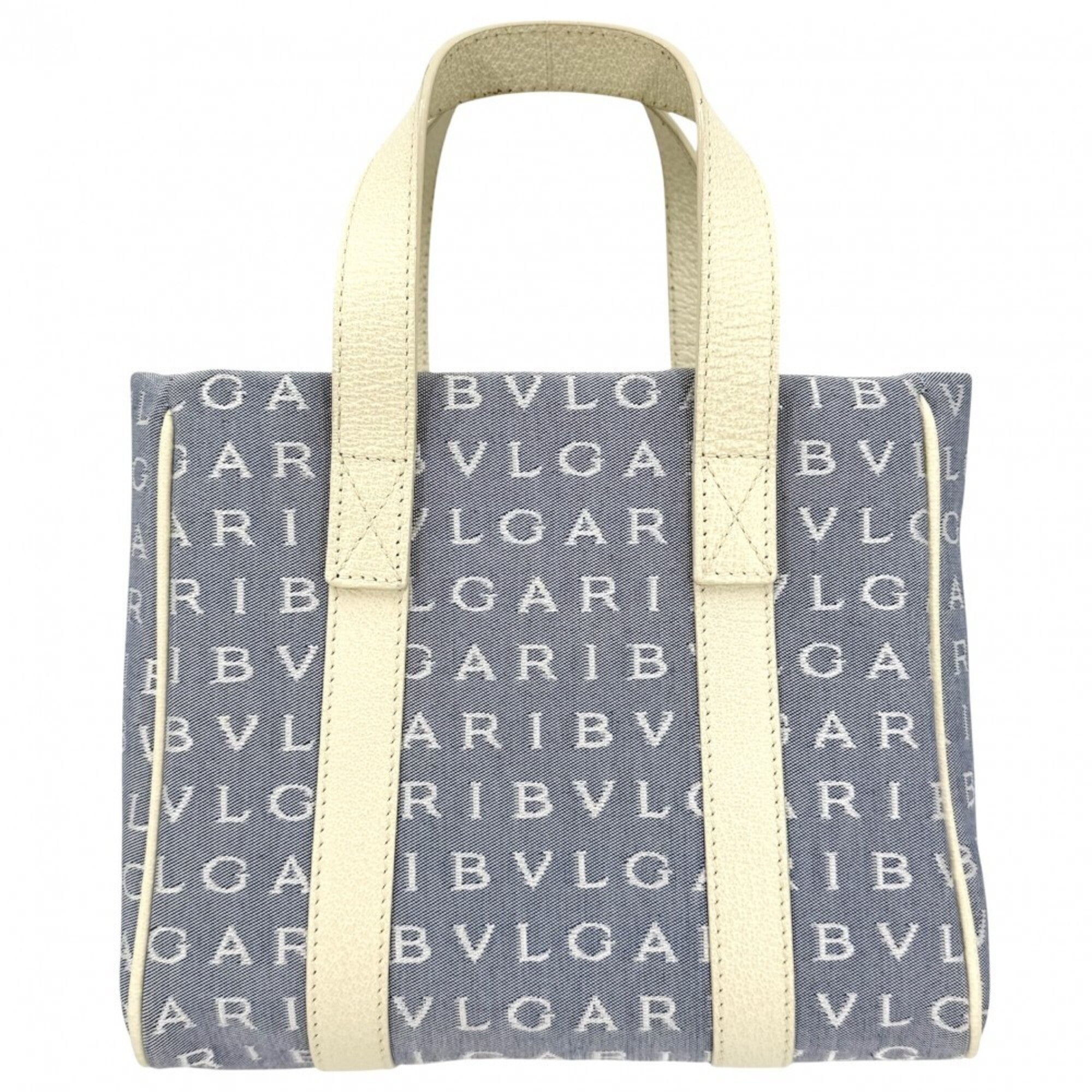 Bvlgari Blue Brown Green White Canvas Handbag (Pre-Owned)