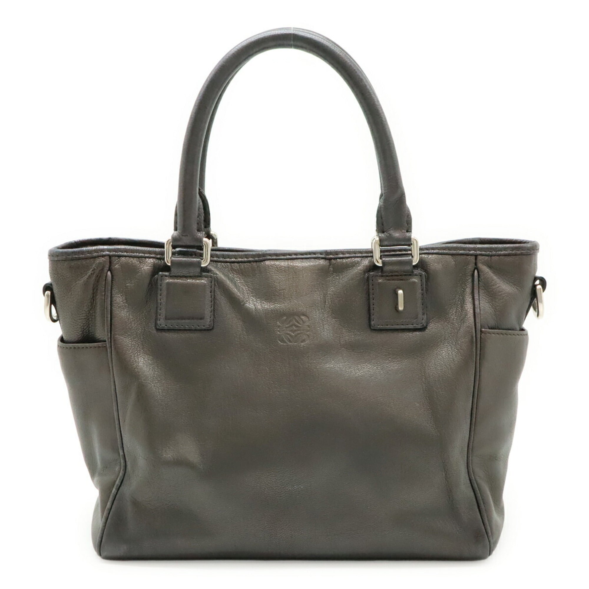 Loewe Gray Leather Handbag Tote Bag (Pre-Owned)