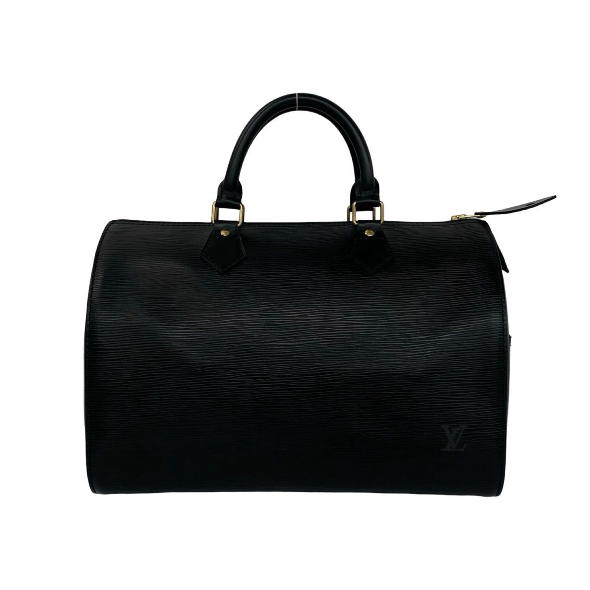 Louis Vuitton Black Leather Boston Bag Handbag (Pre-Owned)