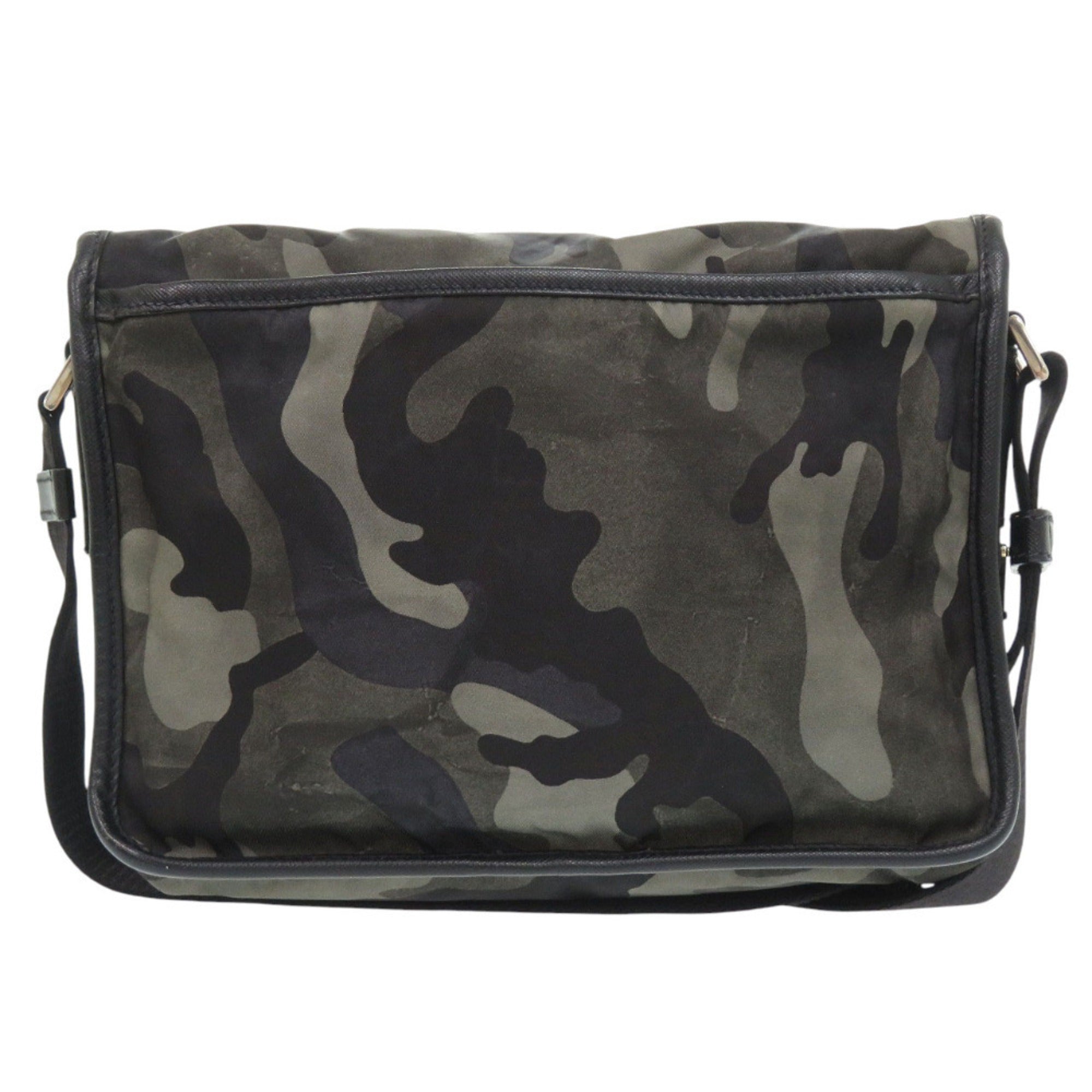 Prada Black Camouflage Khaki Nylon Leather Shoulder Bag (Pre-Owned)