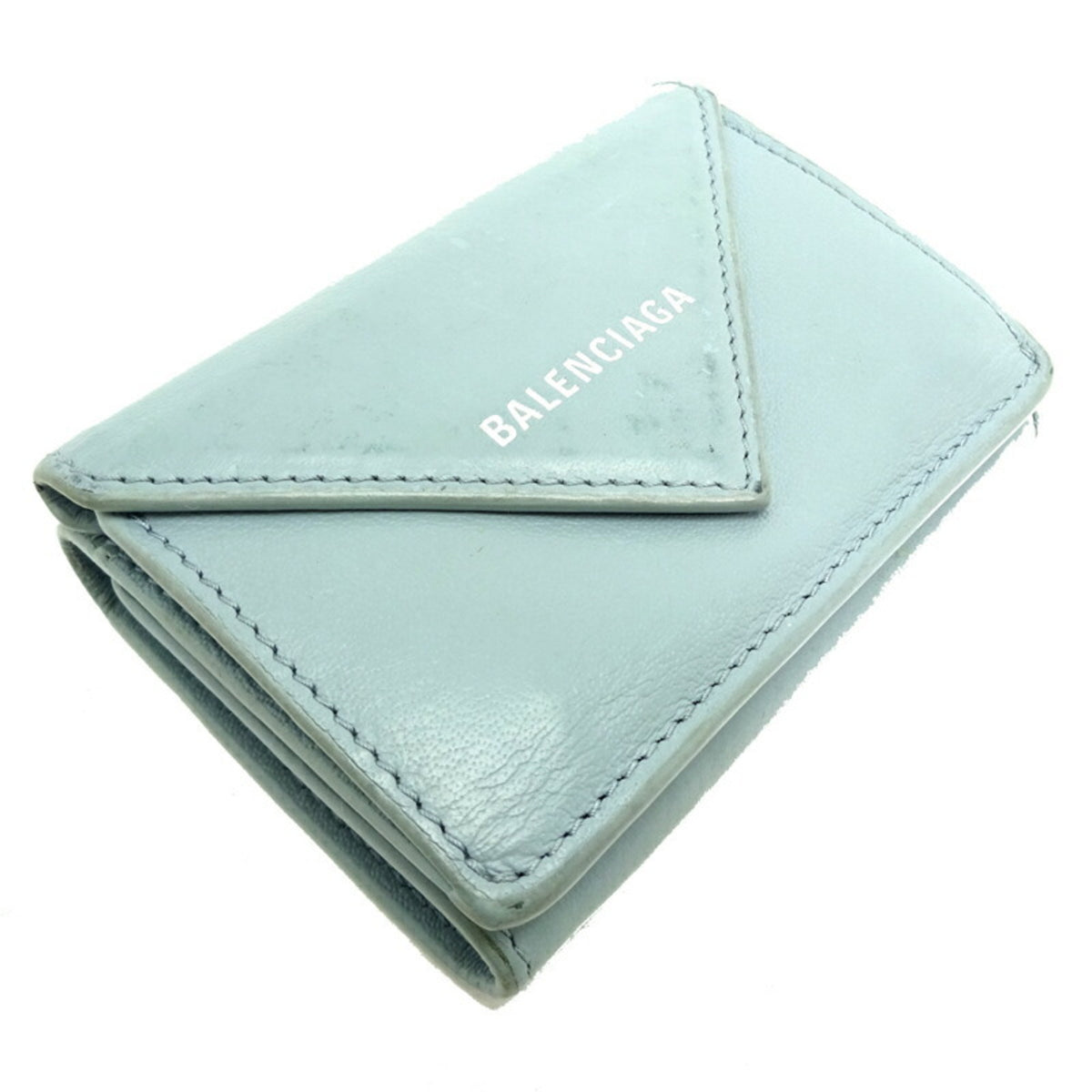 Balenciaga Light Blue Leather Wallet (Tri-Fold) (Pre-Owned)