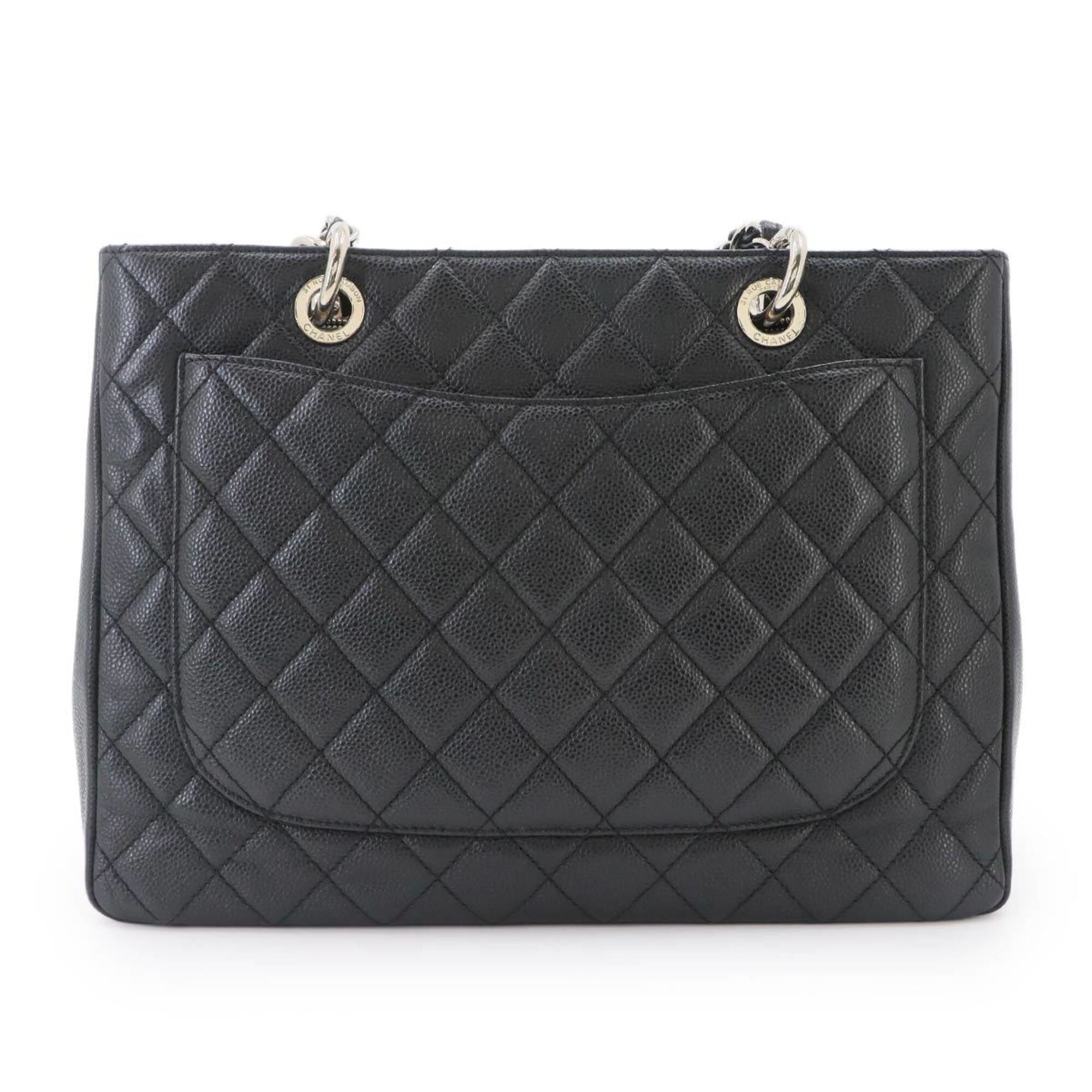 Chanel Black Grained Calfskin Handbag Tote Bag (Pre-Owned)