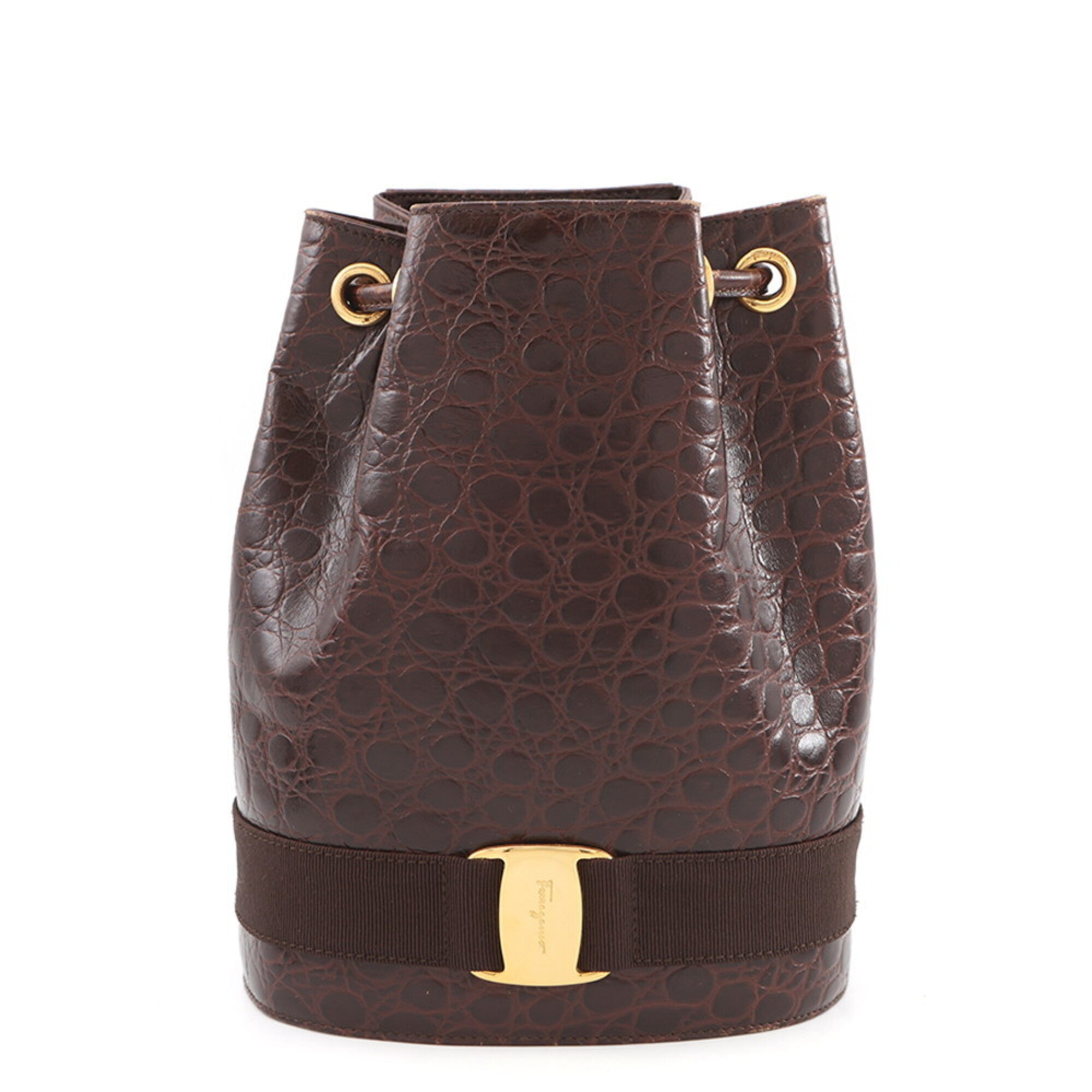 Salvatore Ferragamo Vara Brown Leather Handbag (Pre-Owned)