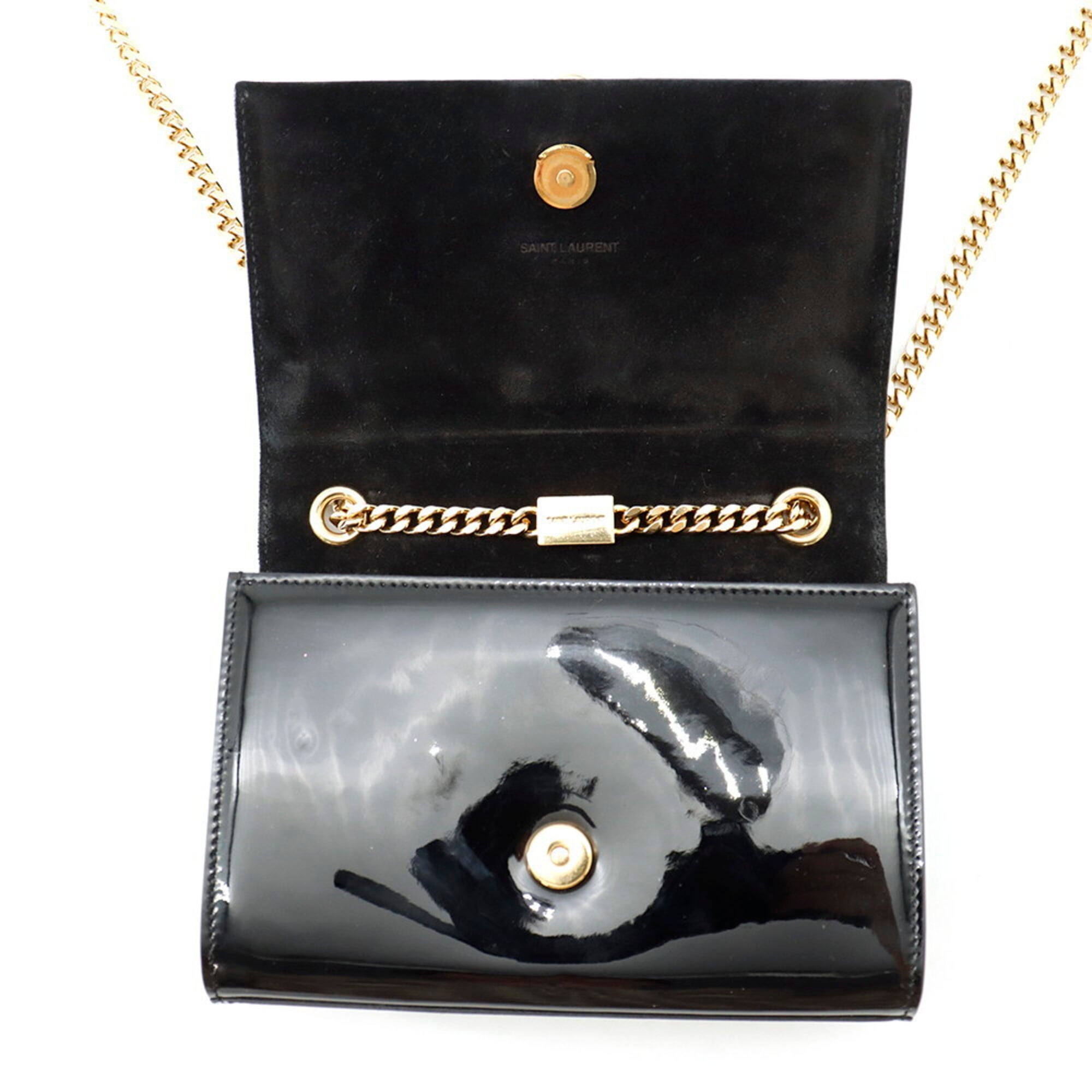 Yves Saint Laurent Black Patent Leather Handbag Shoulder Bag (Pre-Owned)