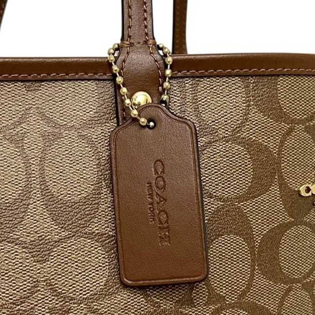 Coach Beige Brown Pvc Pouch Tote Bag (Pre-Owned)