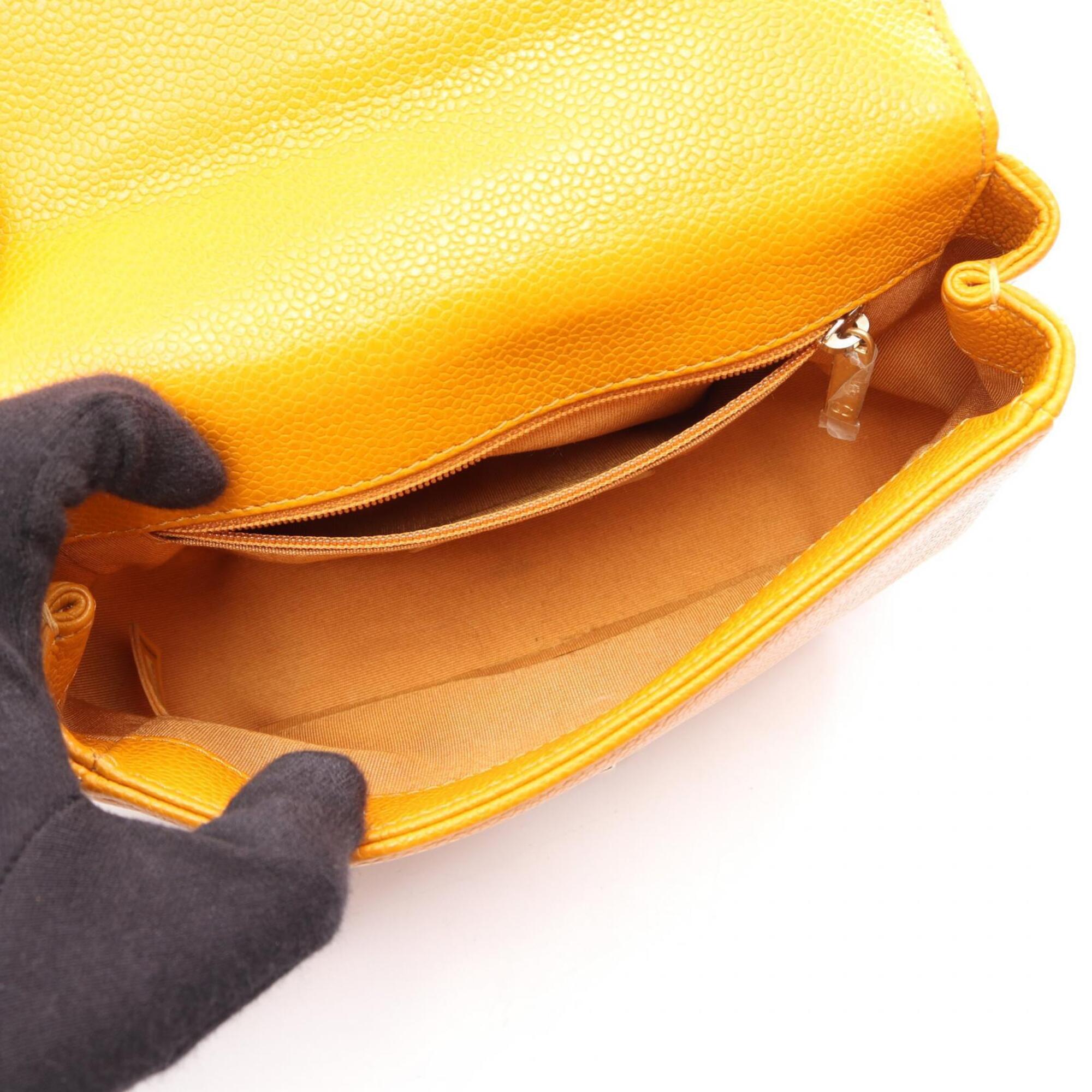 Chanel Orange Grained Calfskin Handbag Shoulder Bag (Pre-Owned)