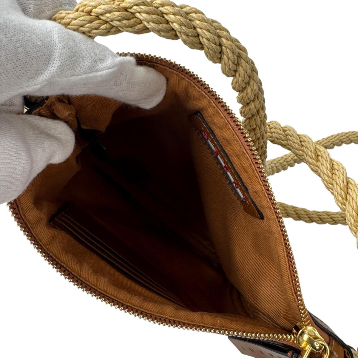 Marni Brown Raffia Cotton Leather Shoulder Bag (Pre-Owned)