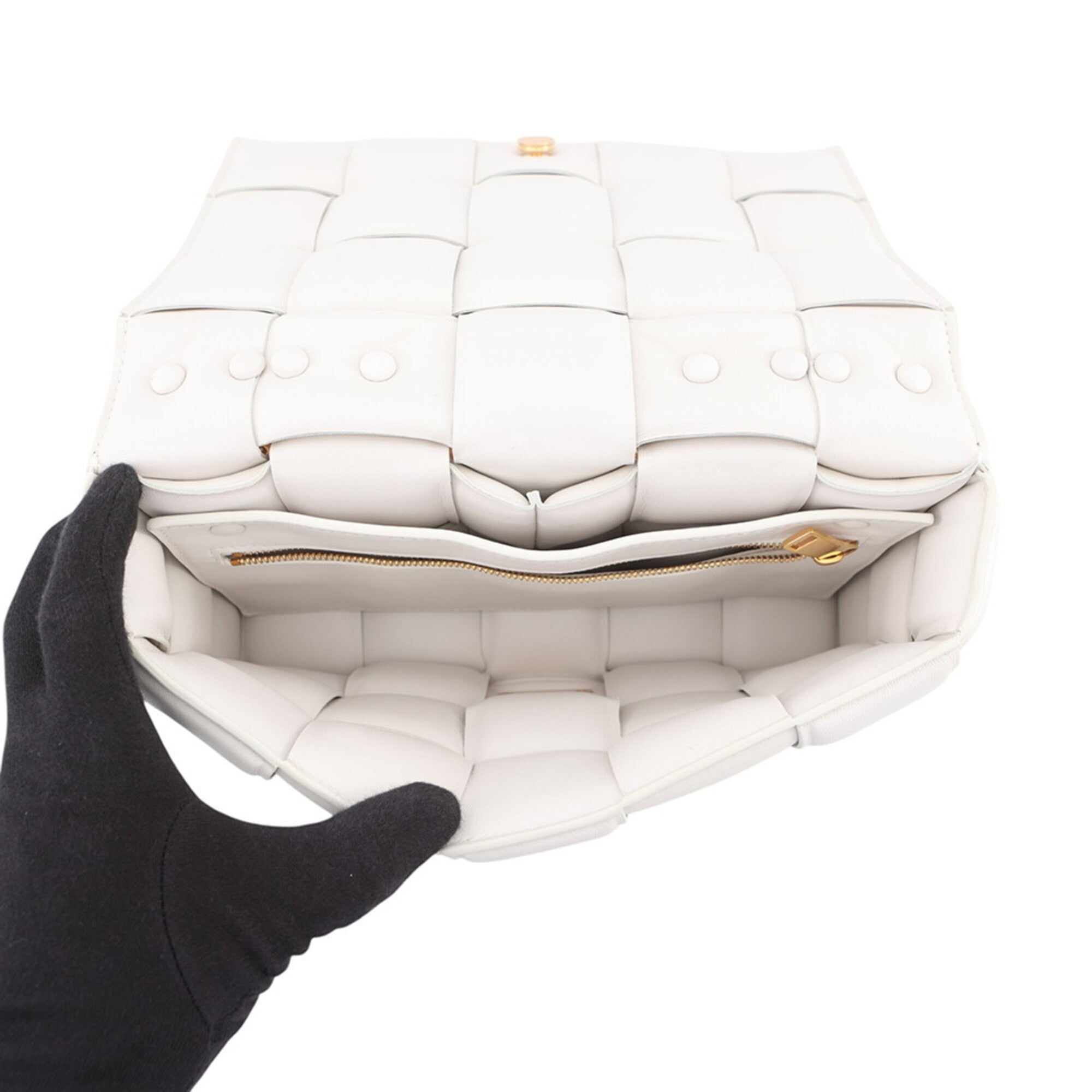 Bottega Veneta White Leather Handbag Shoulder Bag (Pre-Owned)