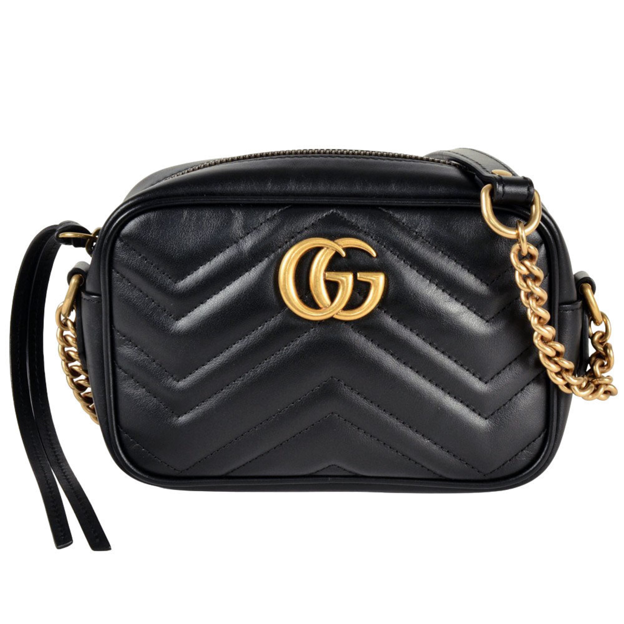 Gucci Gg Marmont Black Leather Shoulder Bag (Pre-Owned)