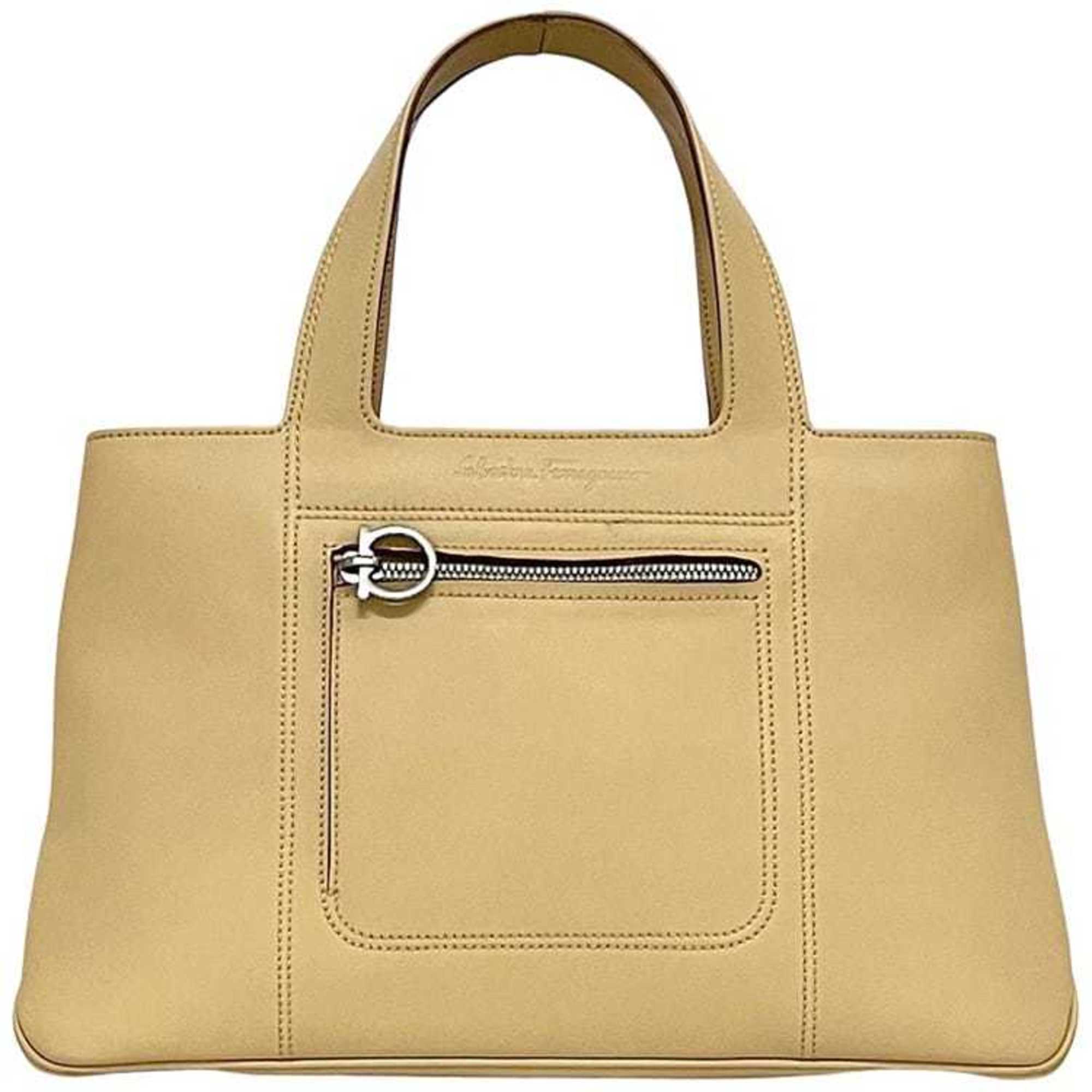 Salvatore Ferragamo Beige Leather Handbag Tote Bag (Pre-Owned)