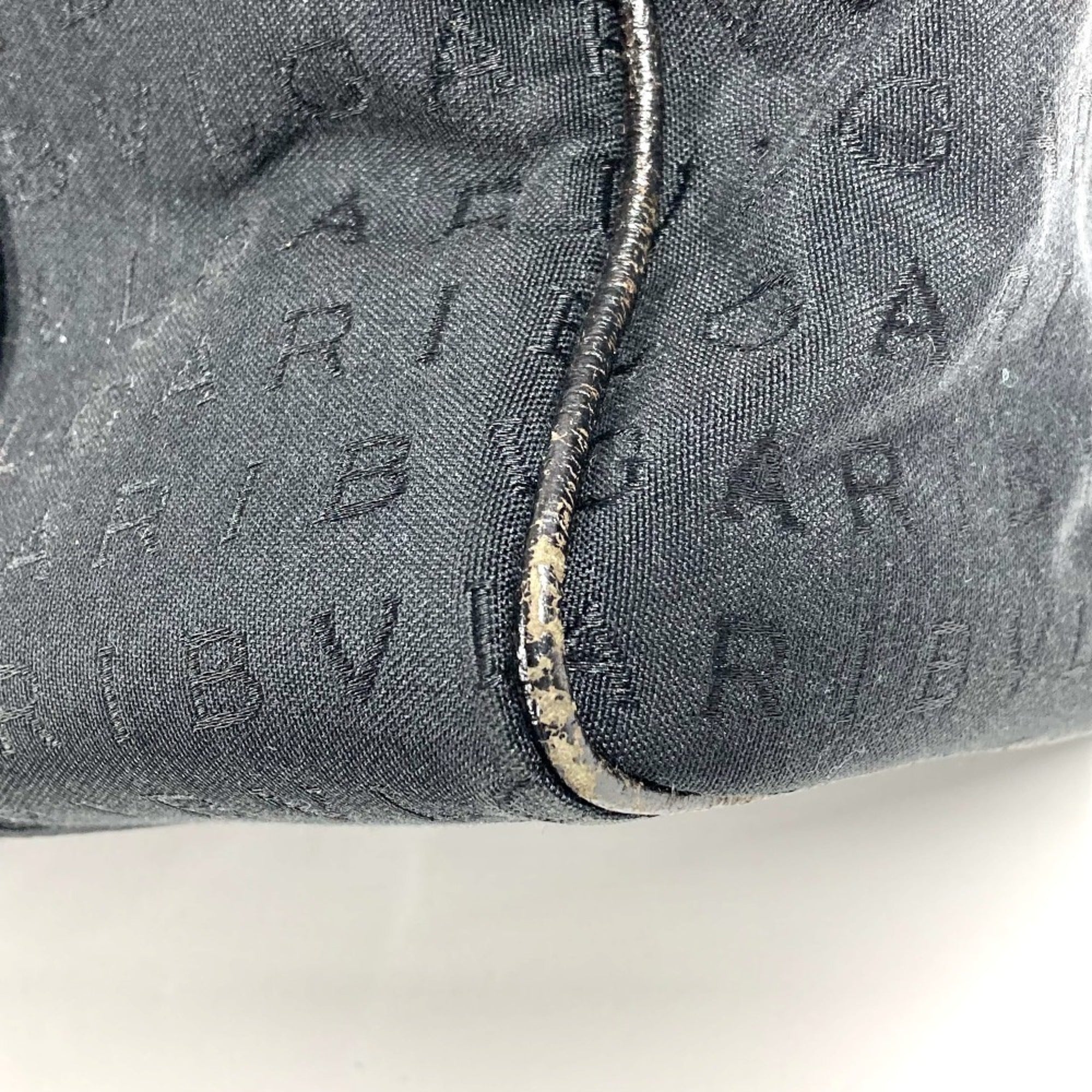 Bvlgari Logomania Black Leather Canvas Shoulder Bag Tote Bag (Pre-Owned)