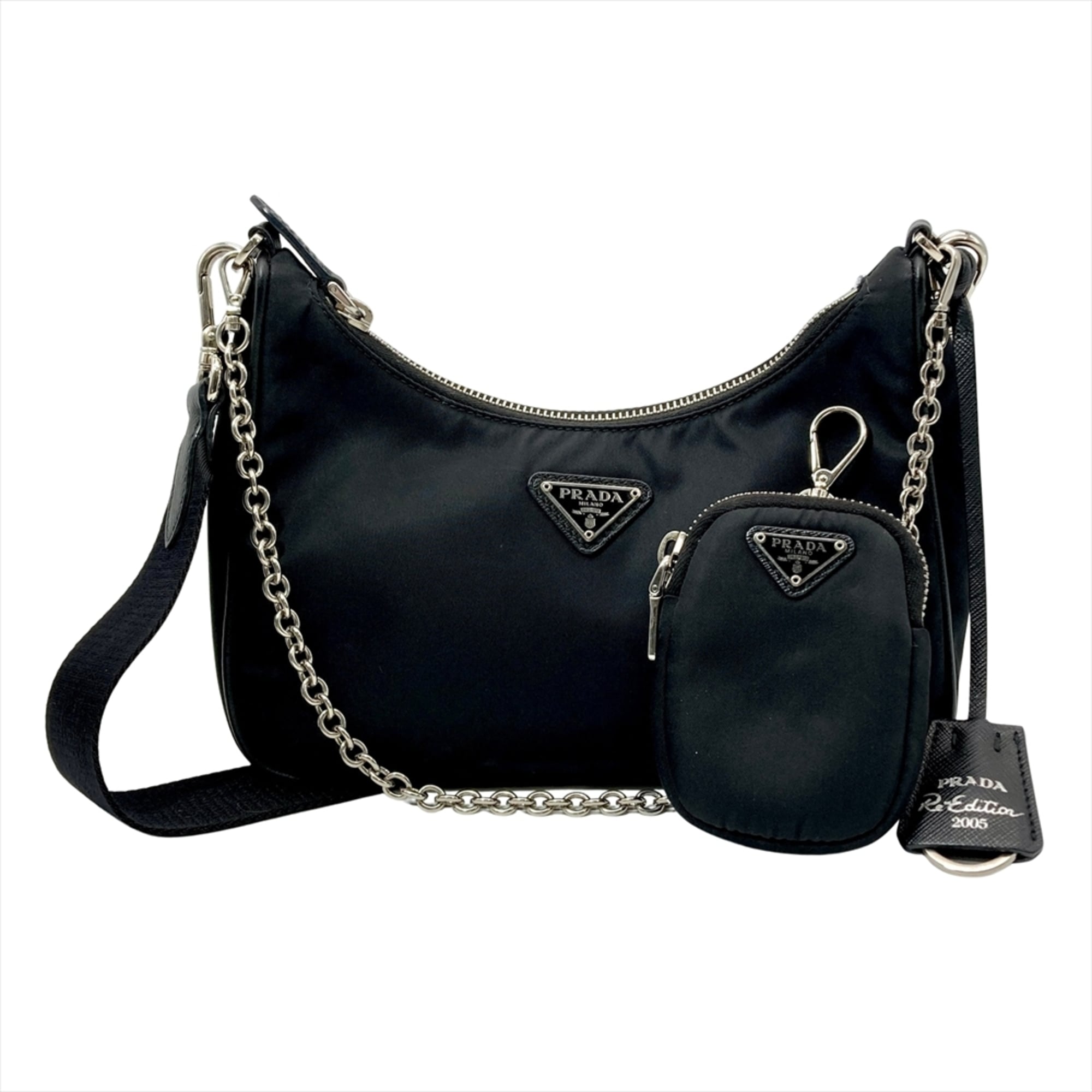 Prada Black Nylon Handbag Shoulder Bag (Pre-Owned)