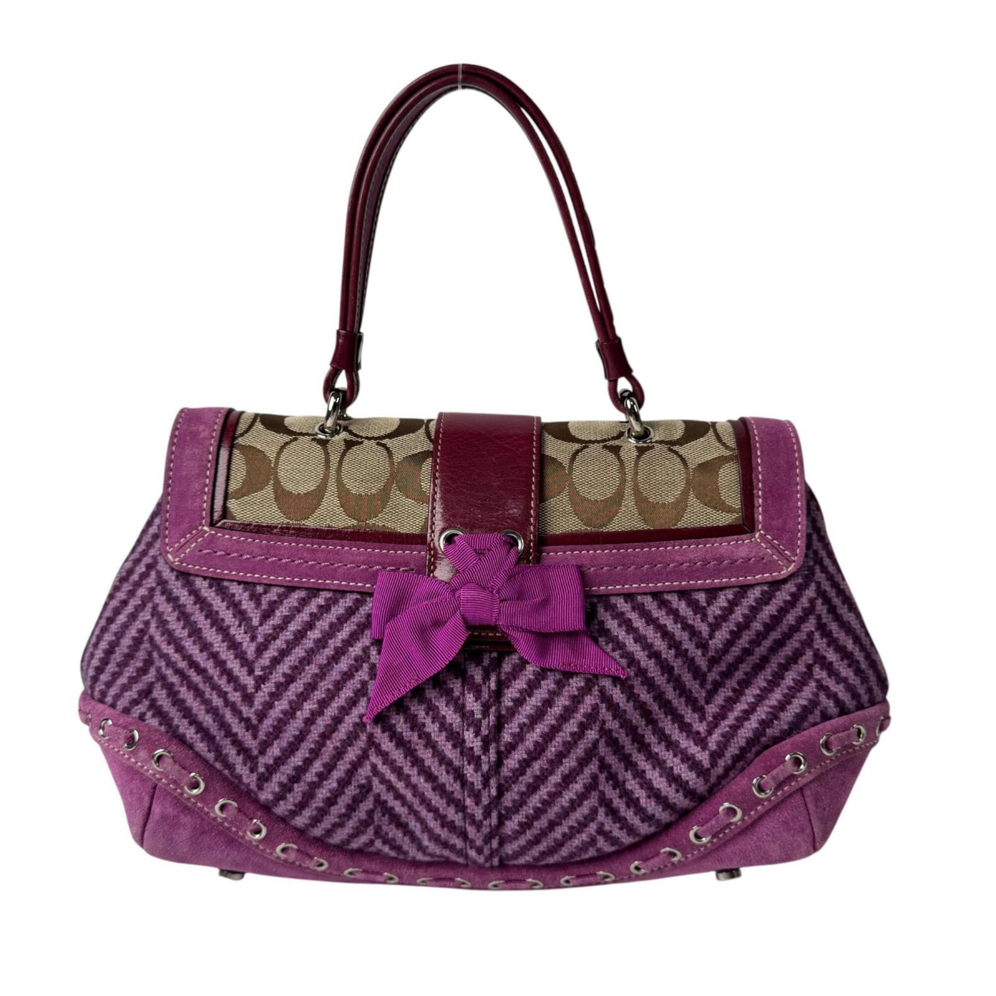 Coach Purple Suede Wool Jacquard Patent Leather Handbag (Pre-Owned)