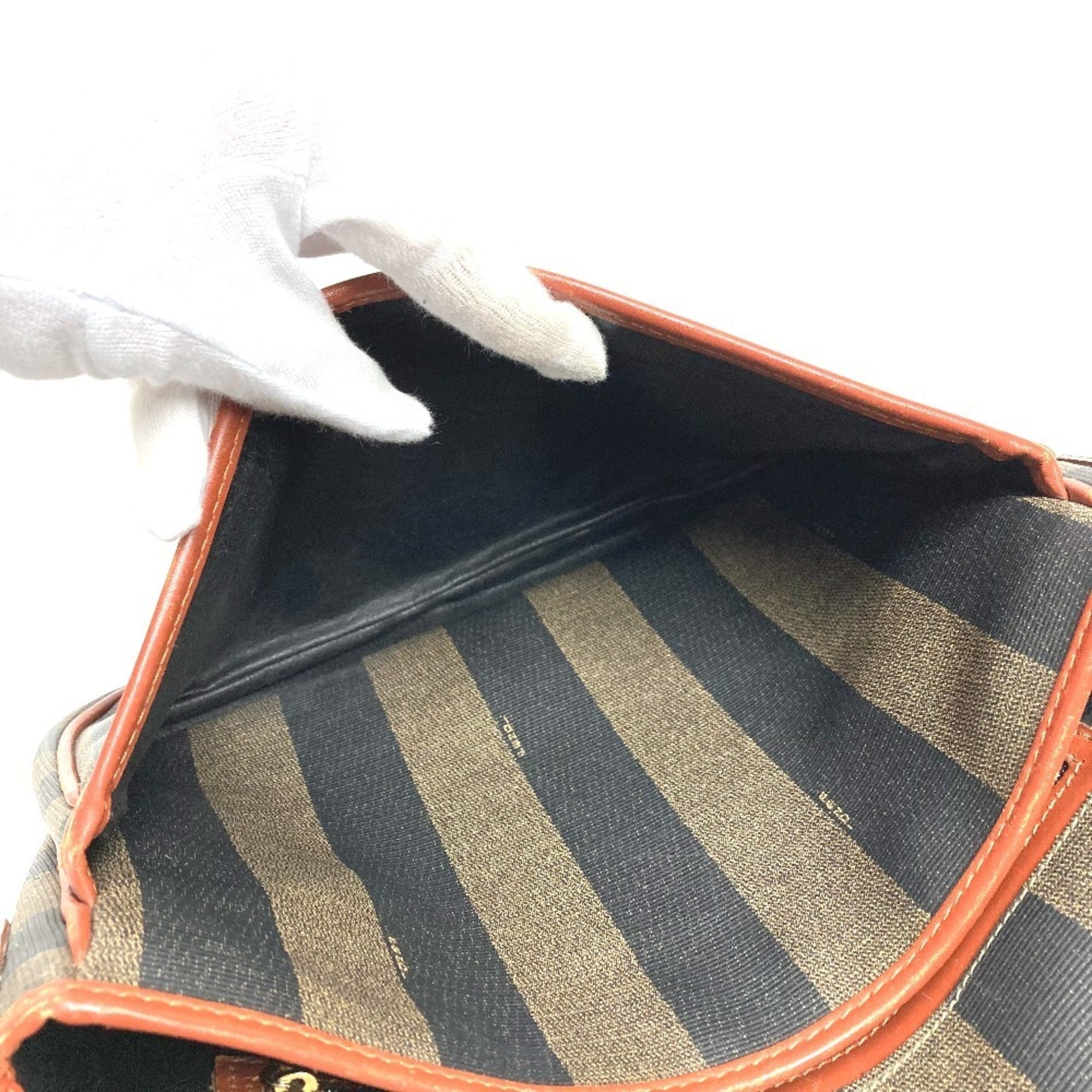 Fendi Brown Khaki Pvc Leather Pochette Shoulder Bag (Pre-Owned)