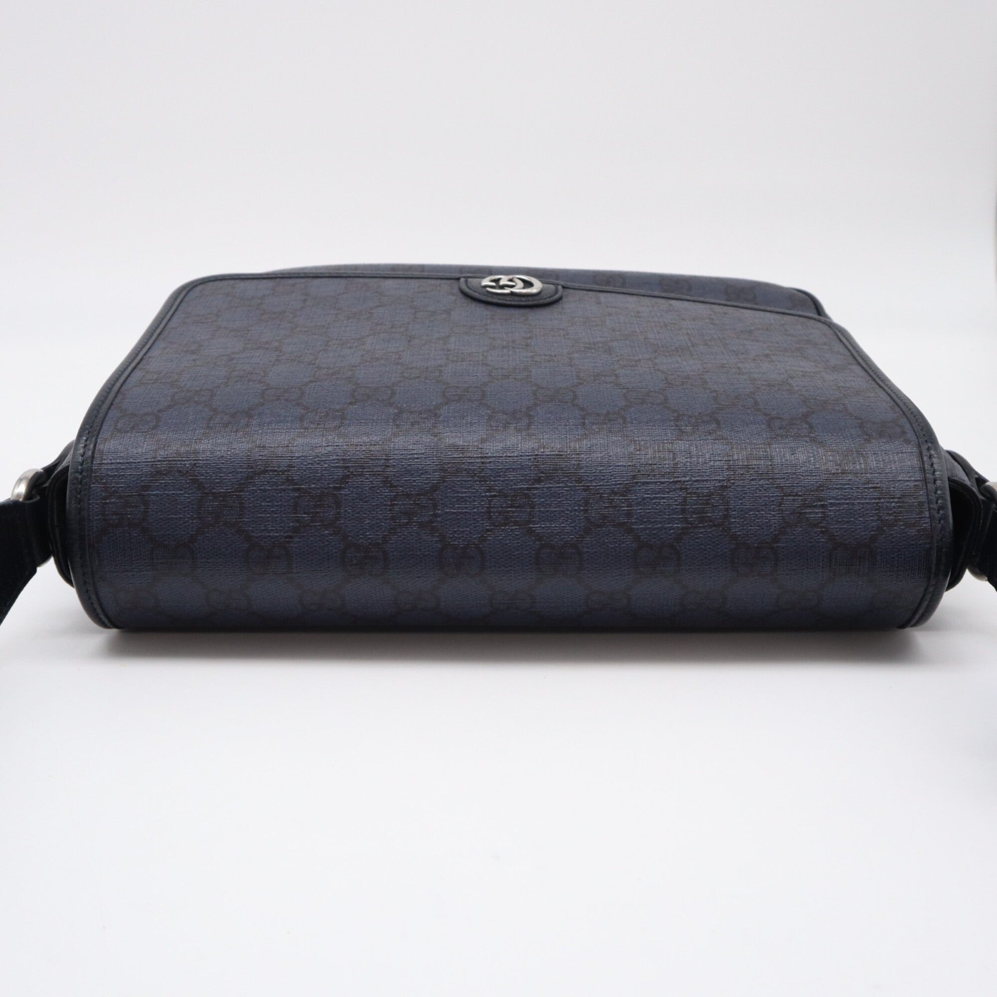 Gucci Ophidia Navy Black Canvas Leather Shoulder Bag (Pre-Owned)
