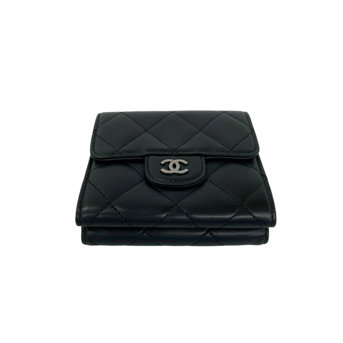 Chanel Black Leather Wallet (Tri-Fold) (Pre-Owned)