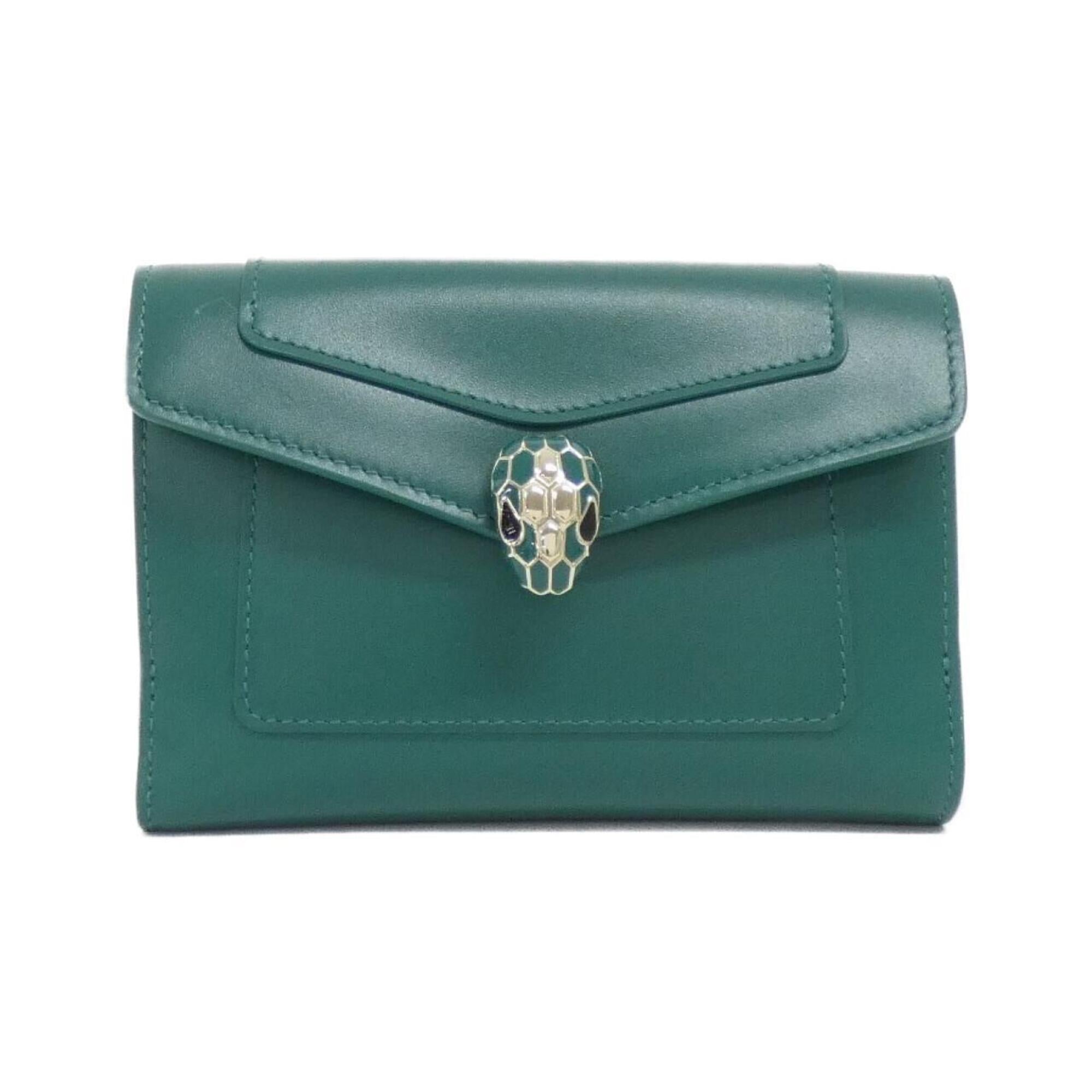 Bvlgari Emerald Green Leather Wallet (Bi-Fold) (Pre-Owned)