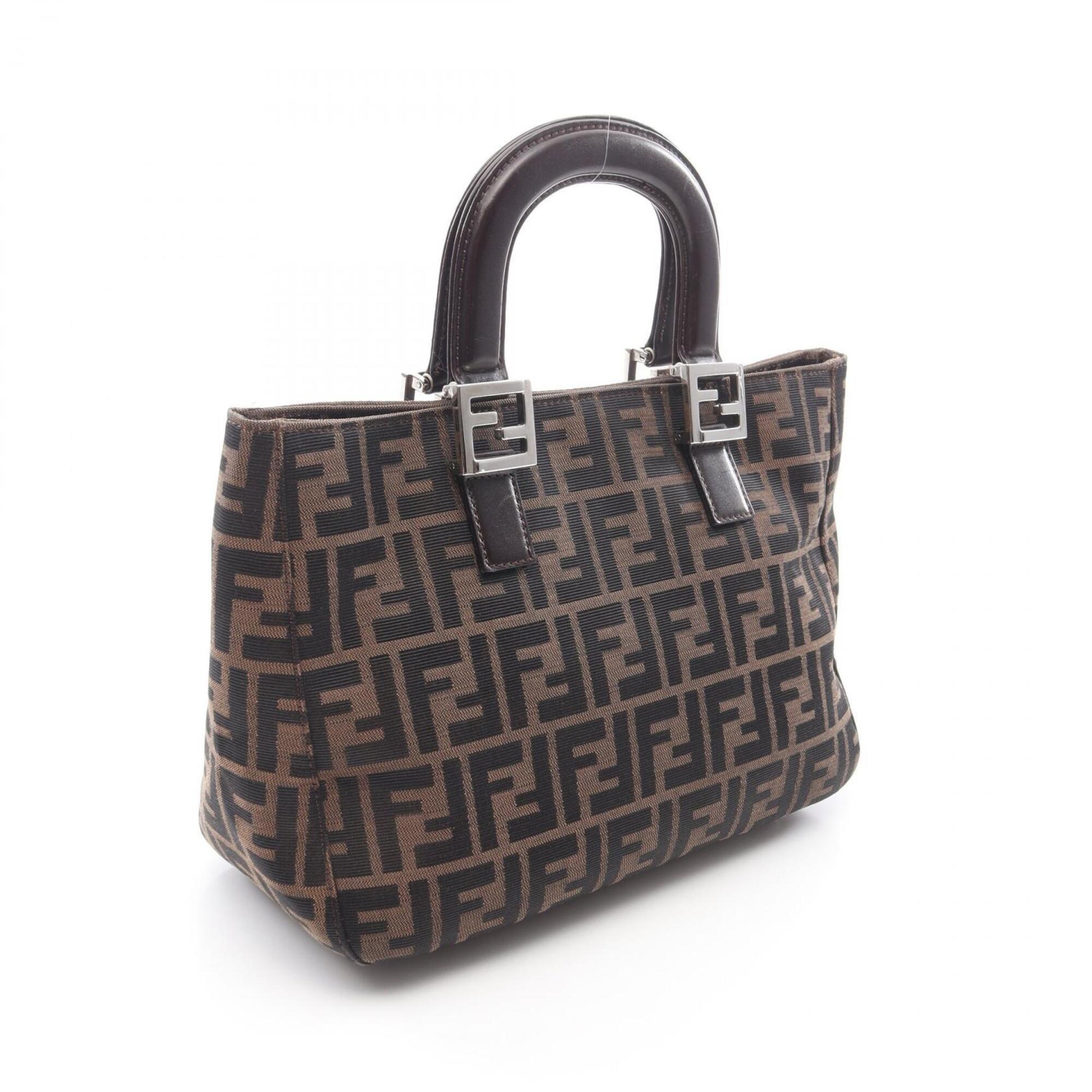 Fendi Brown Canvas Leather Handbag Tote Bag (Pre-Owned)