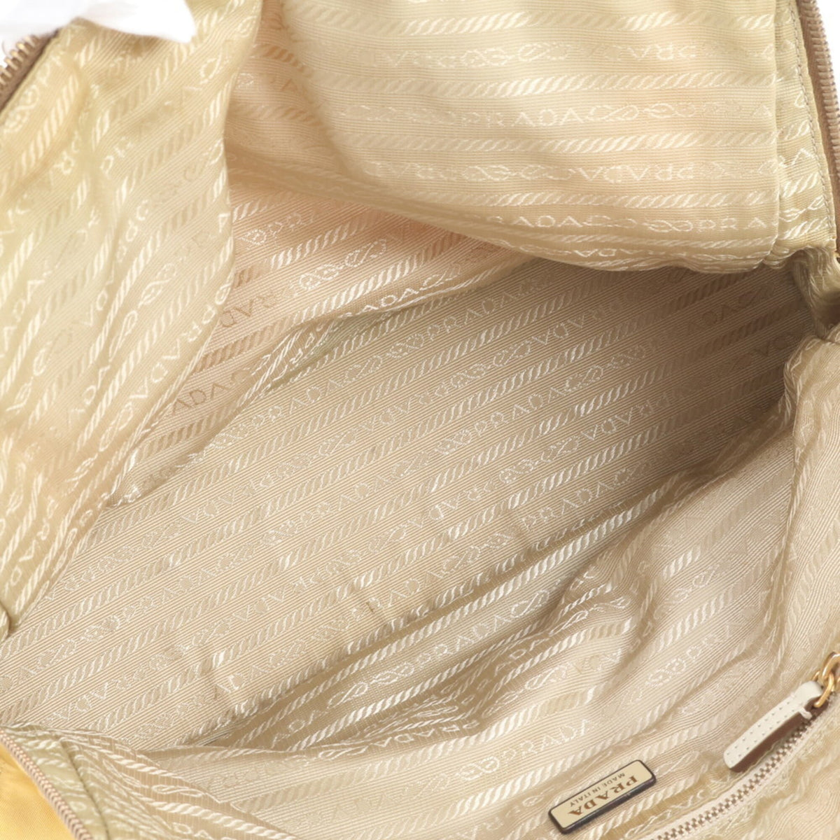 Prada Brown Yellow Leather Nylon Tote Bag (Pre-Owned)