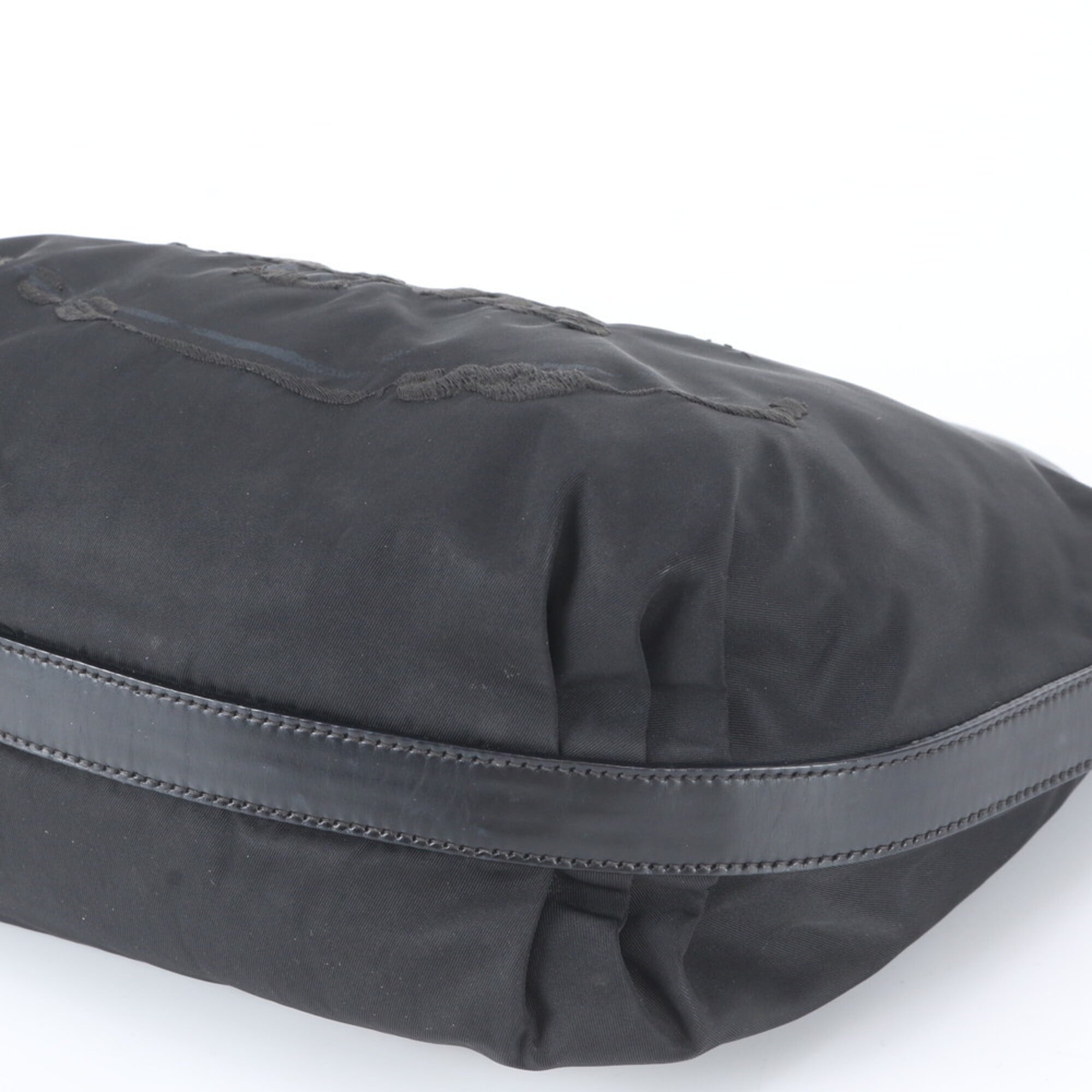 Prada Black Nylon Leather Handbag Shoulder Bag (Pre-Owned)
