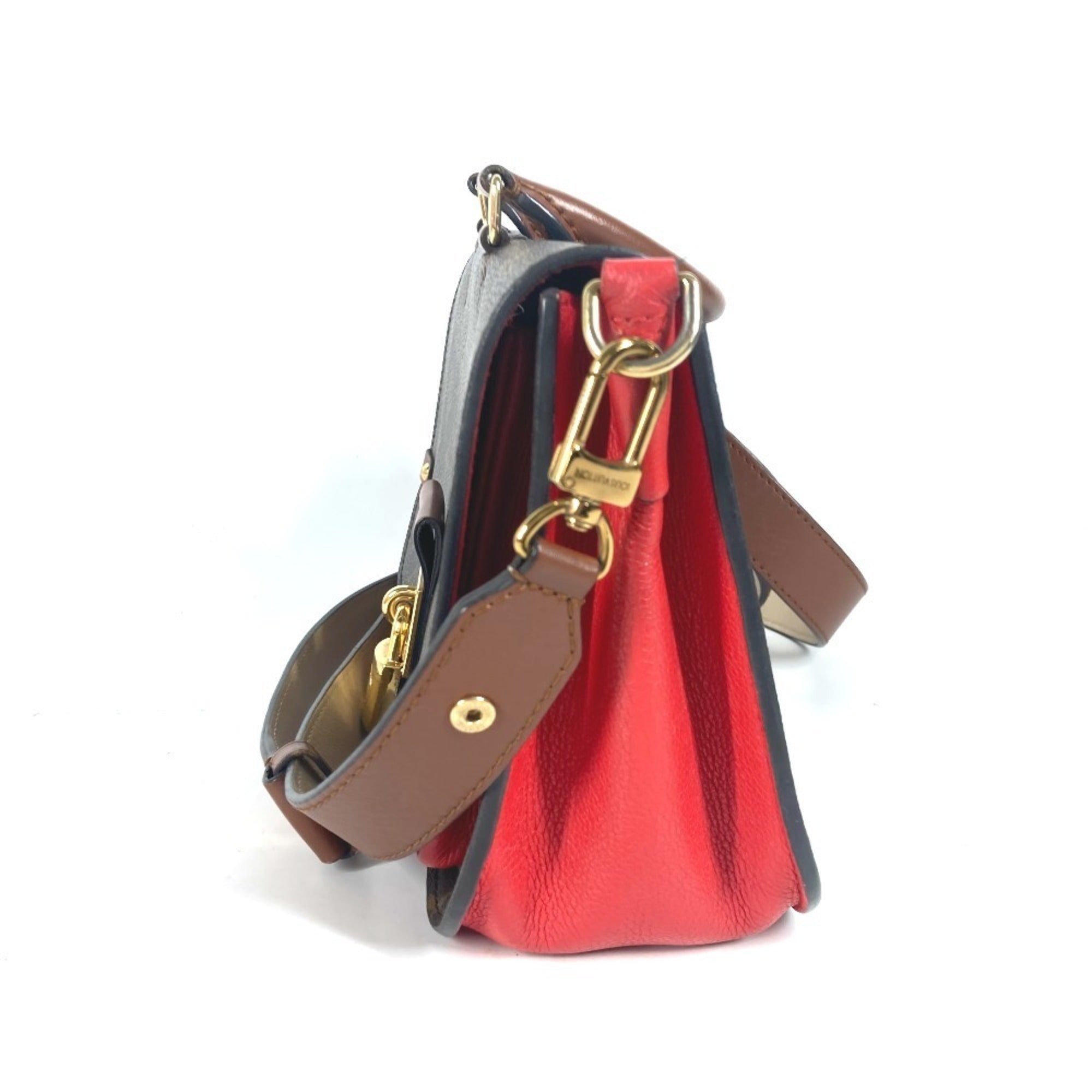Louis Vuitton Brown Red Color Monogram Handbag Shoulder Bag Tote Bag (Pre-Owned)