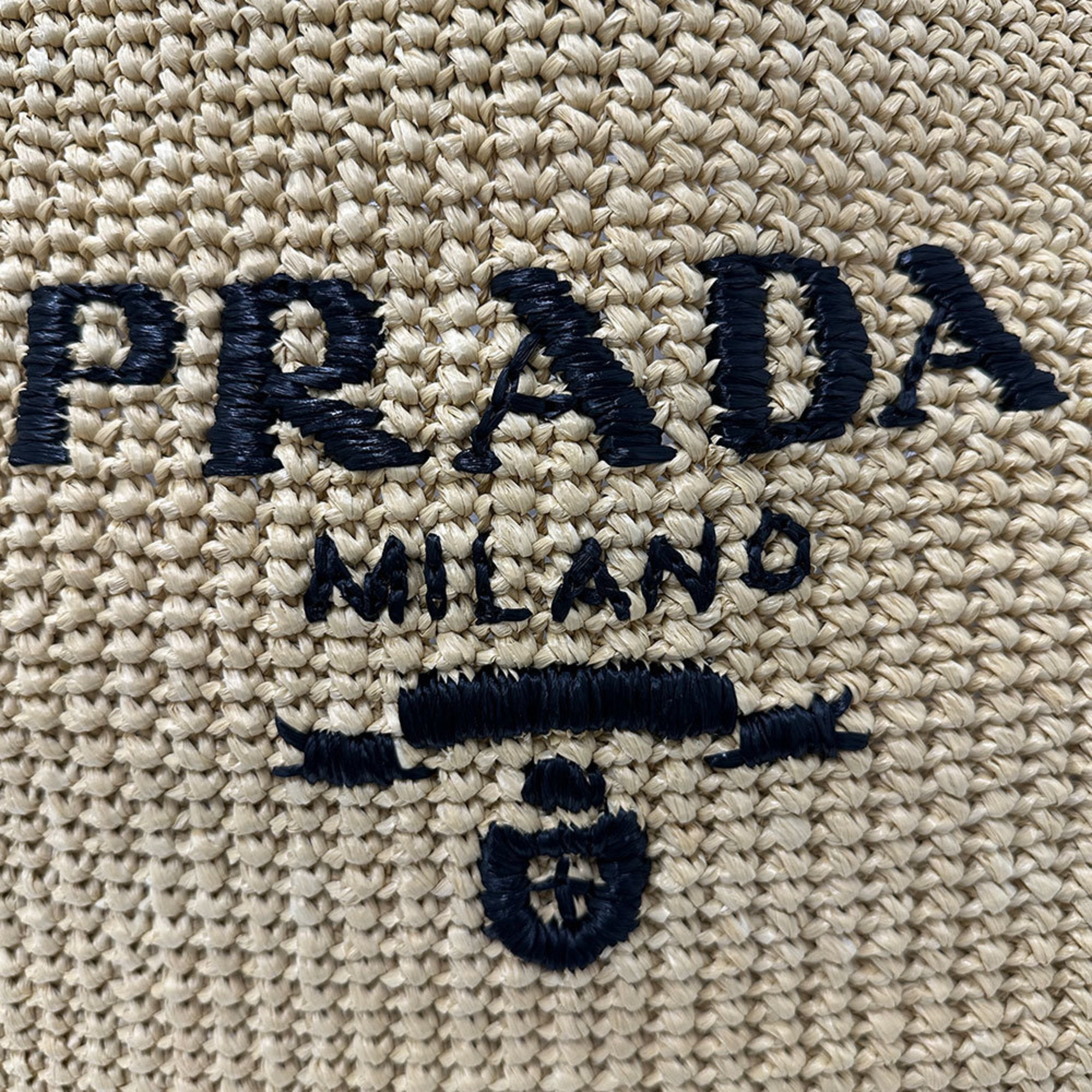 Prada Yellow Raffia Handbag Tote Bag (Pre-Owned)