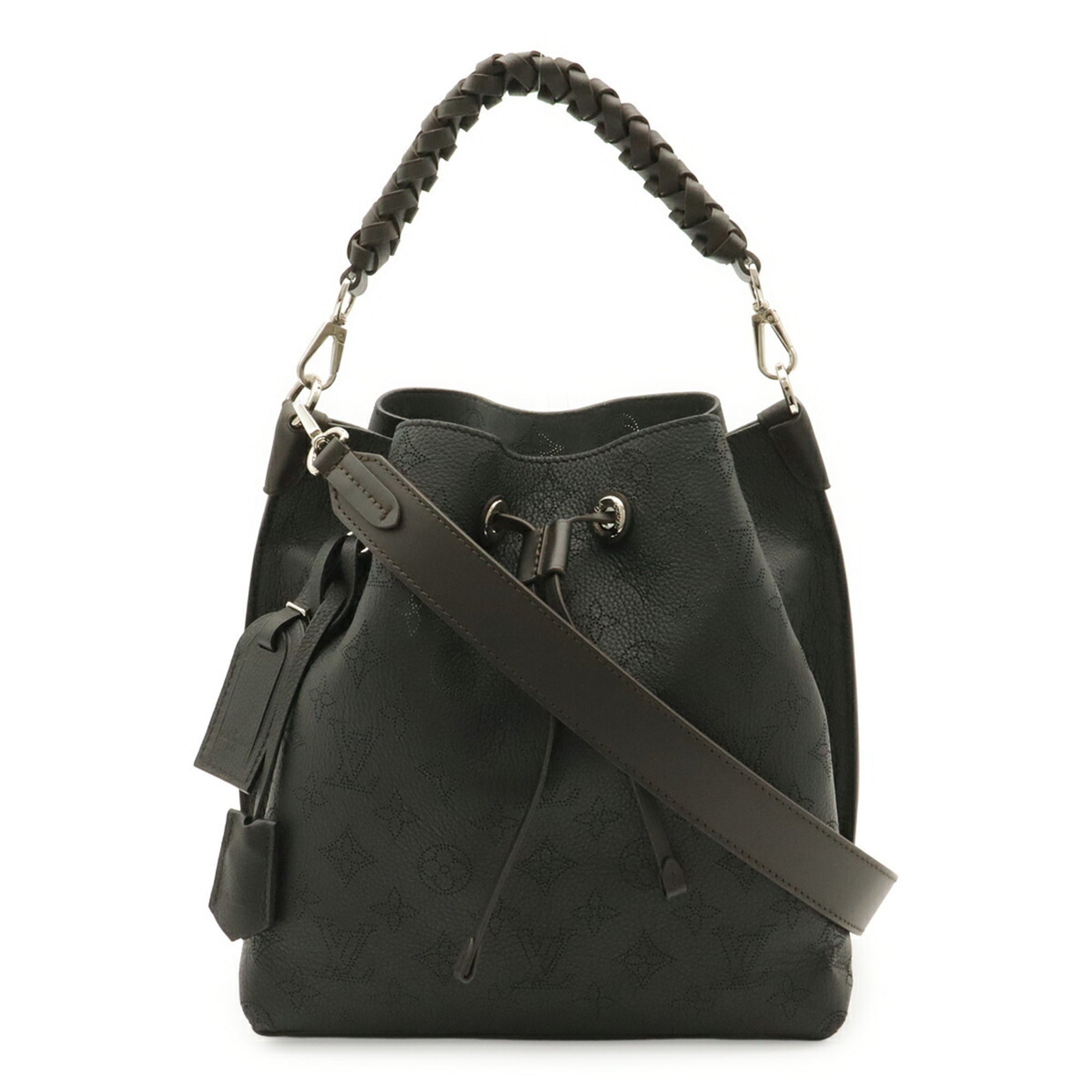 Louis Vuitton Black Noir Leather Shoulder Bag Tote Bag (Pre-Owned)