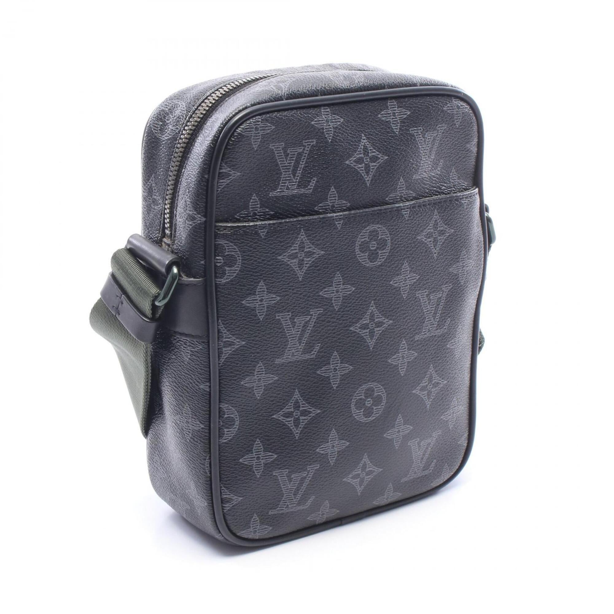 Louis Vuitton Black Khaki White Coated Canvas Leather Handbag Shoulder Bag (Pre-Owned)
