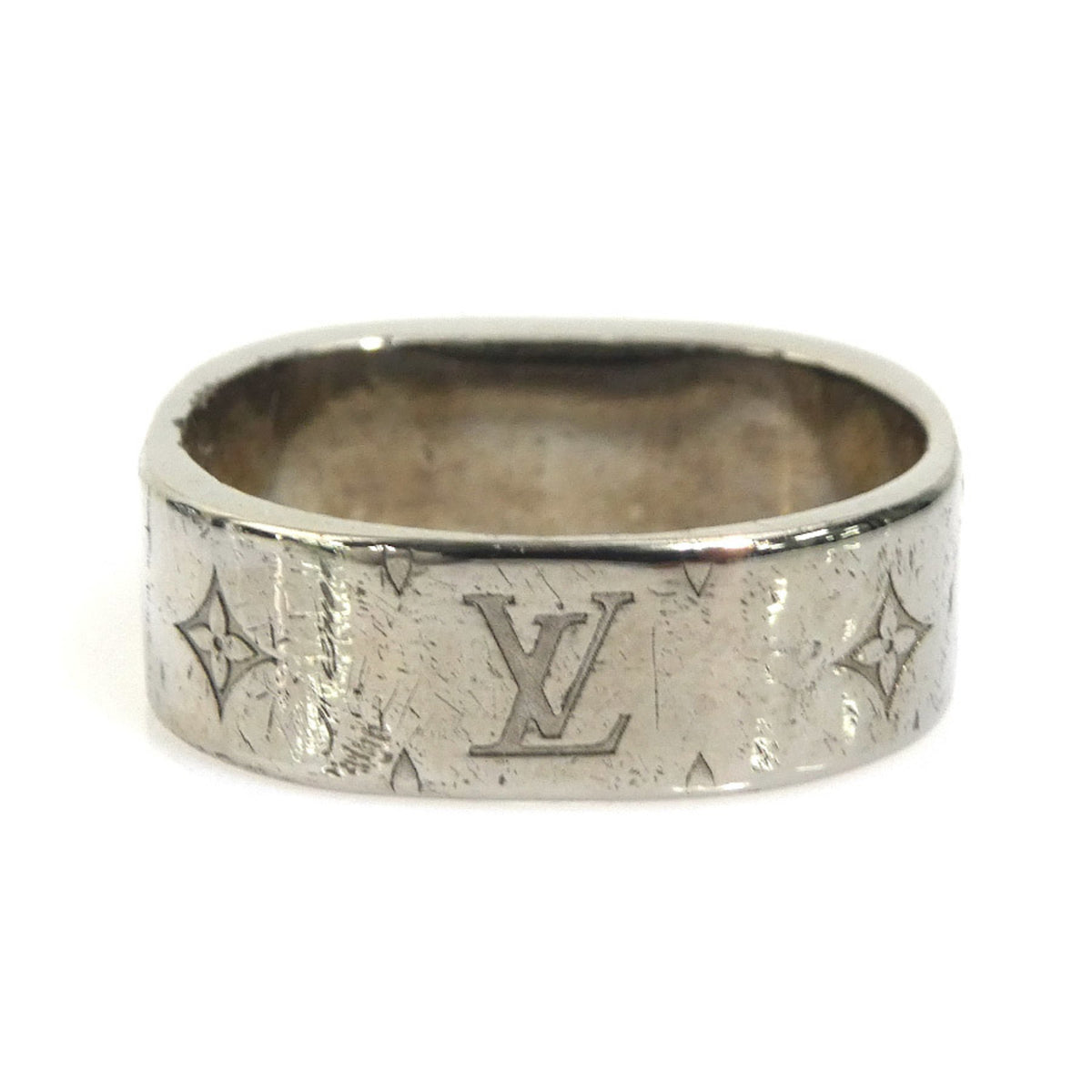 Louis Vuitton Silver Metal Band Ring (Pre-Owned)