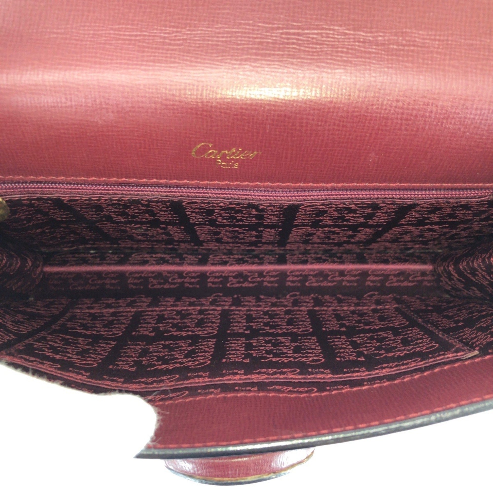 Cartier Bordeaux Wine Red Leather Clutch Bag (Pre-Owned)