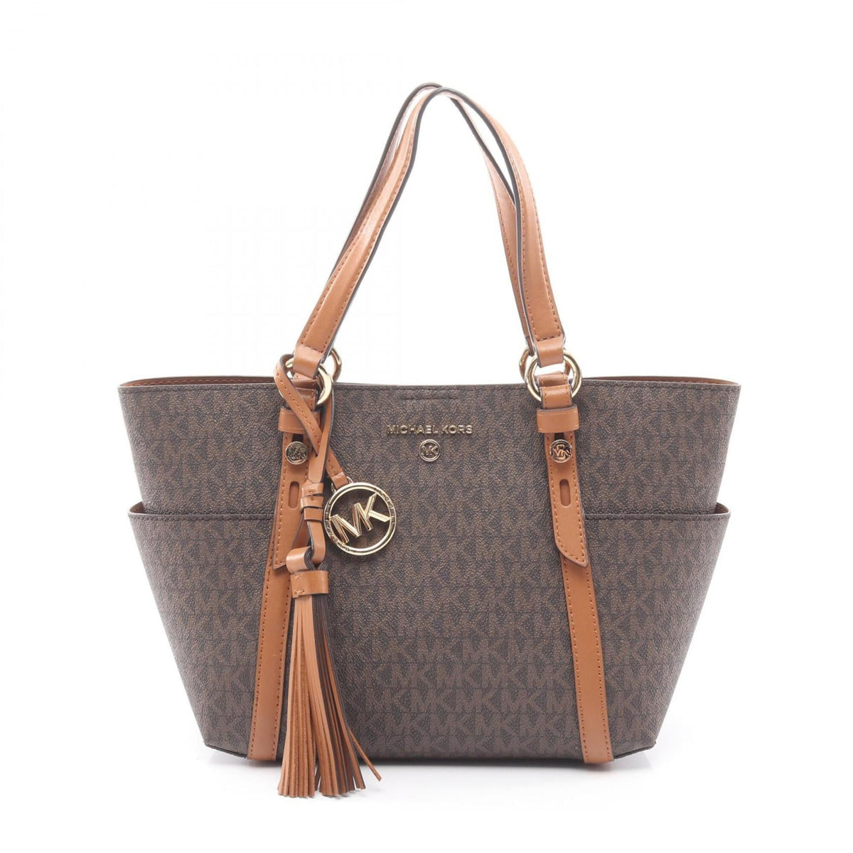 Michael Kors Brown Coated Canvas Leather Handbag (Pre-Owned)