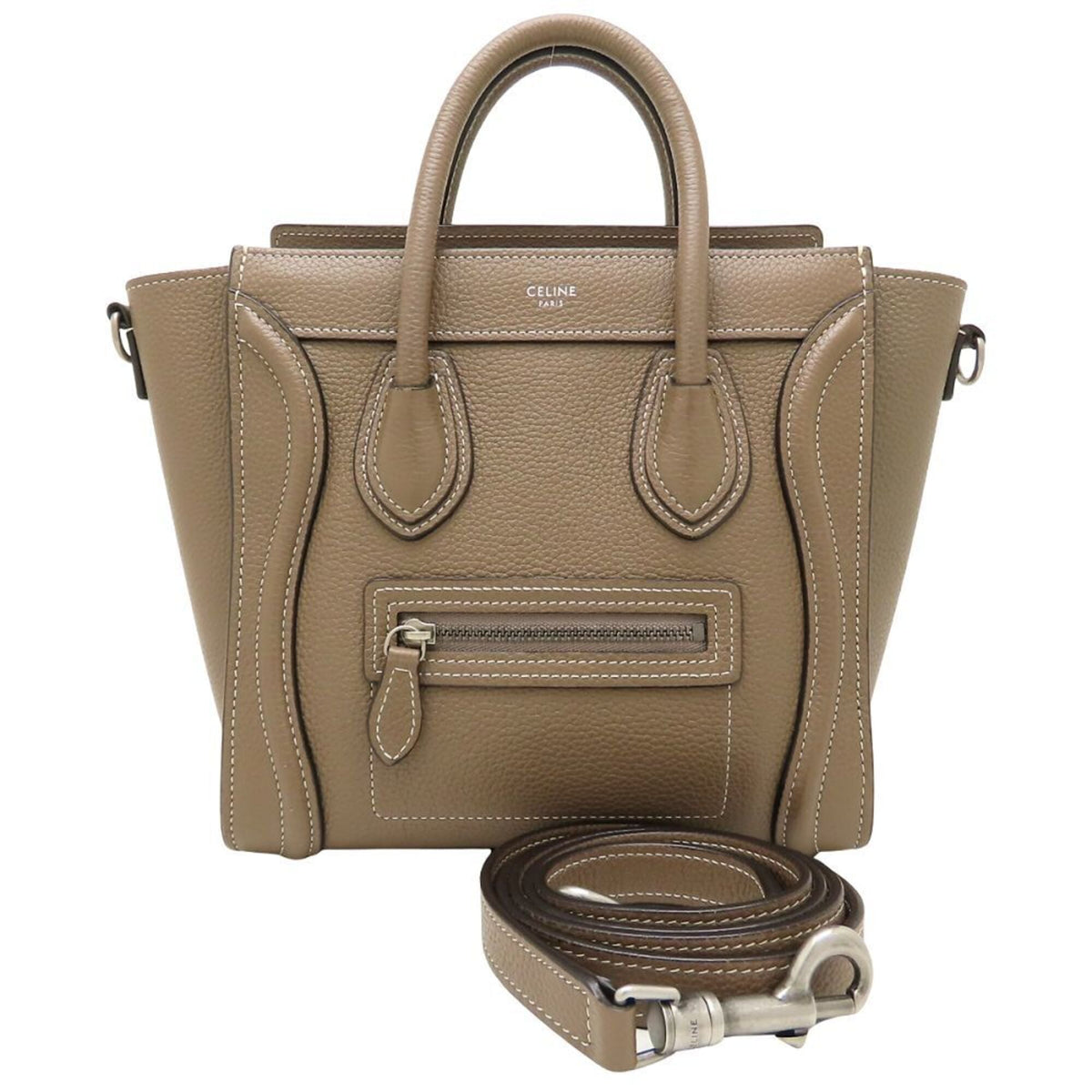 Celine Luggage Grayish Leather Handbag (Pre-Owned)