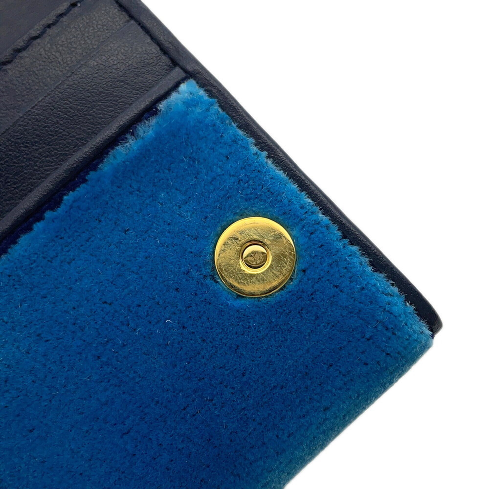 Prada Blue Multi-Color Leather Chain/Shoulder Wallet (Pre-Owned)